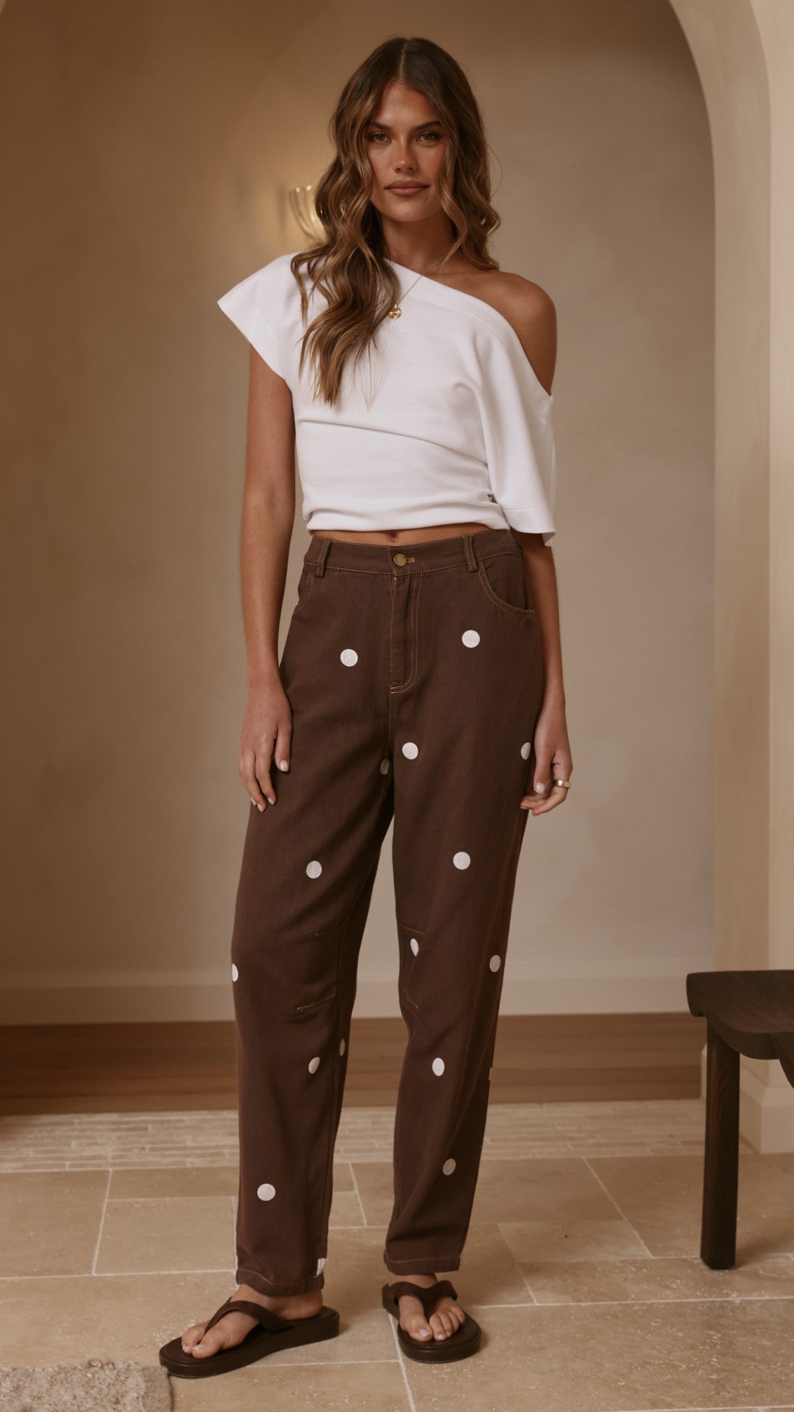 Cleora Barrel Jeans - Chocolate Polka - Billy J