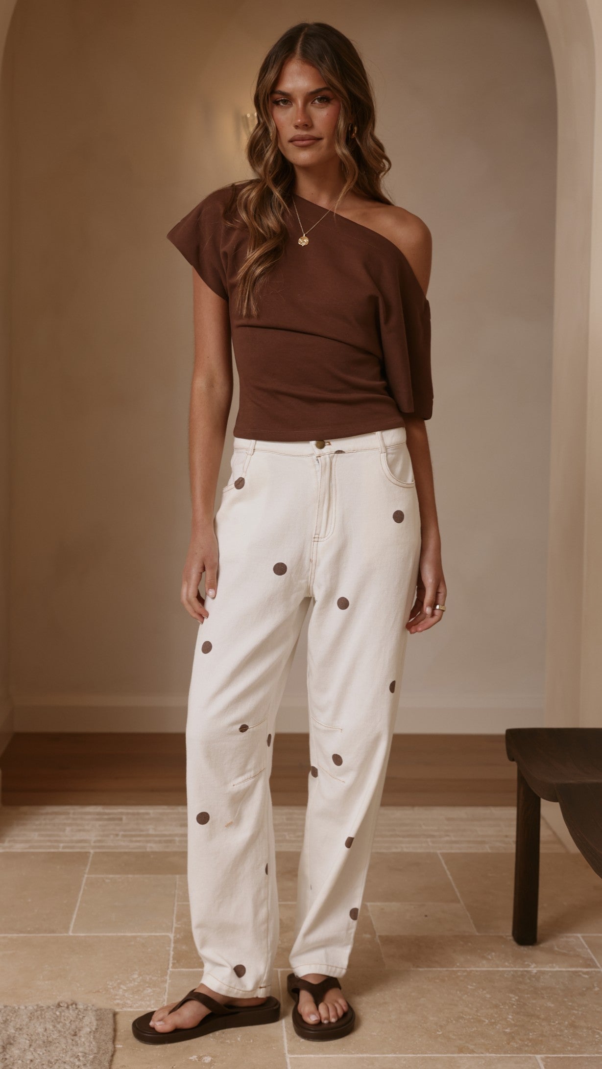 Cleora Barrel Jeans - Cream Polka - Billy J