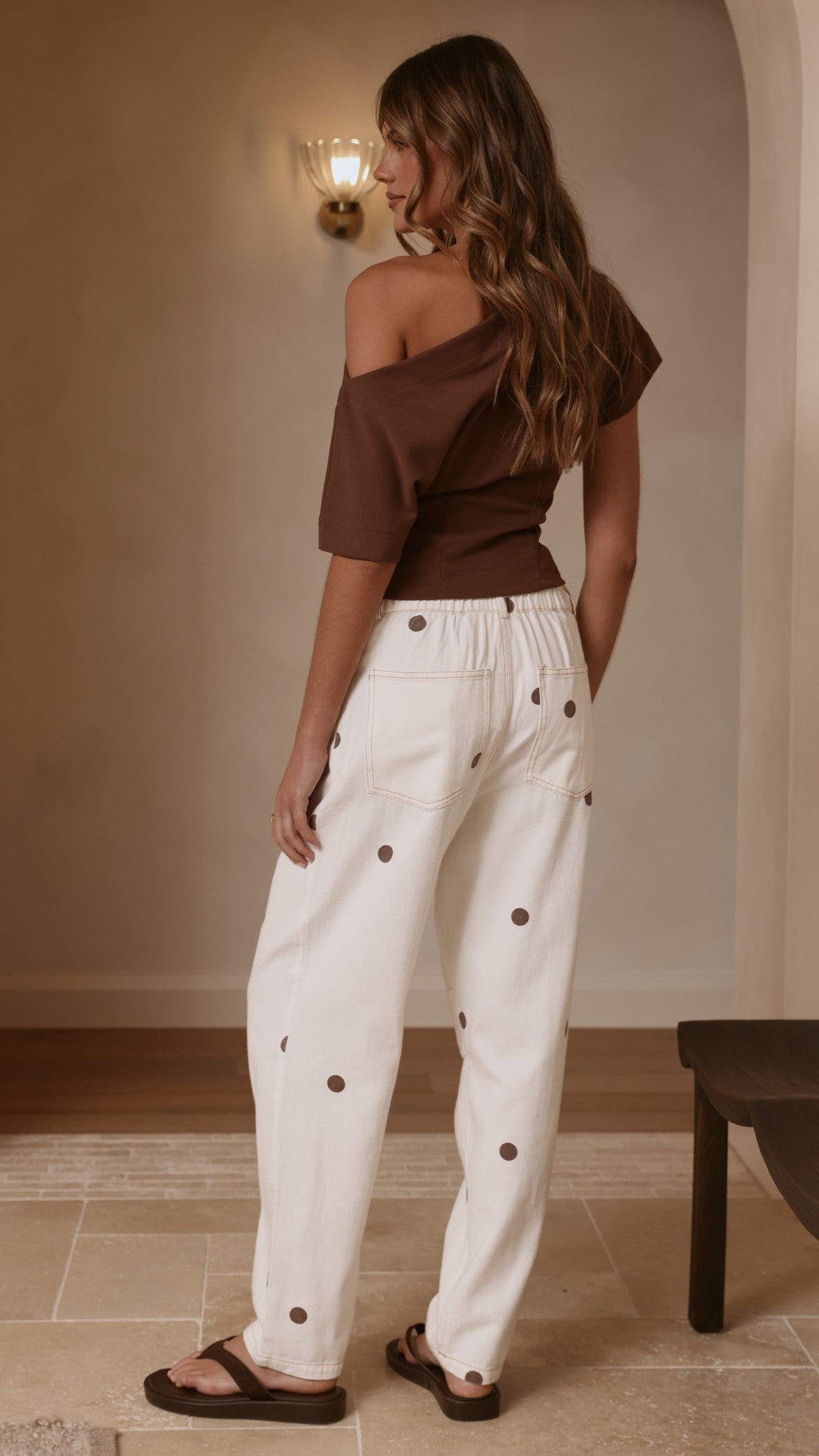 Cleora Barrel Jeans - Cream Polka - Billy J