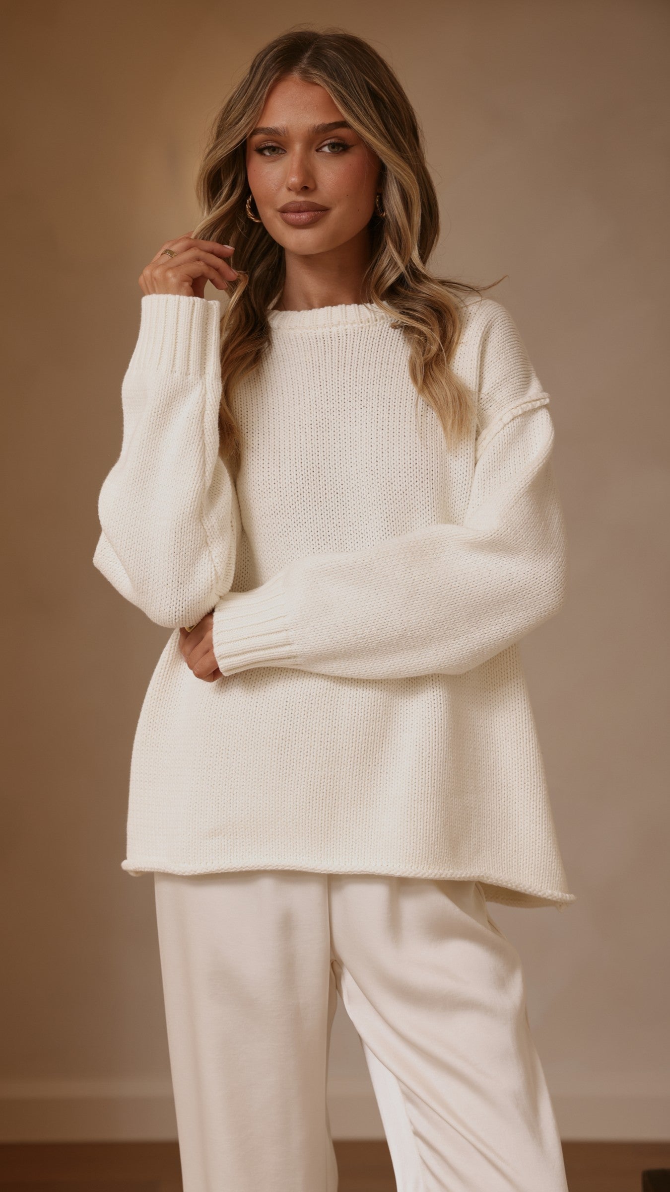 Hayden Knit Jumper - White - Billy J