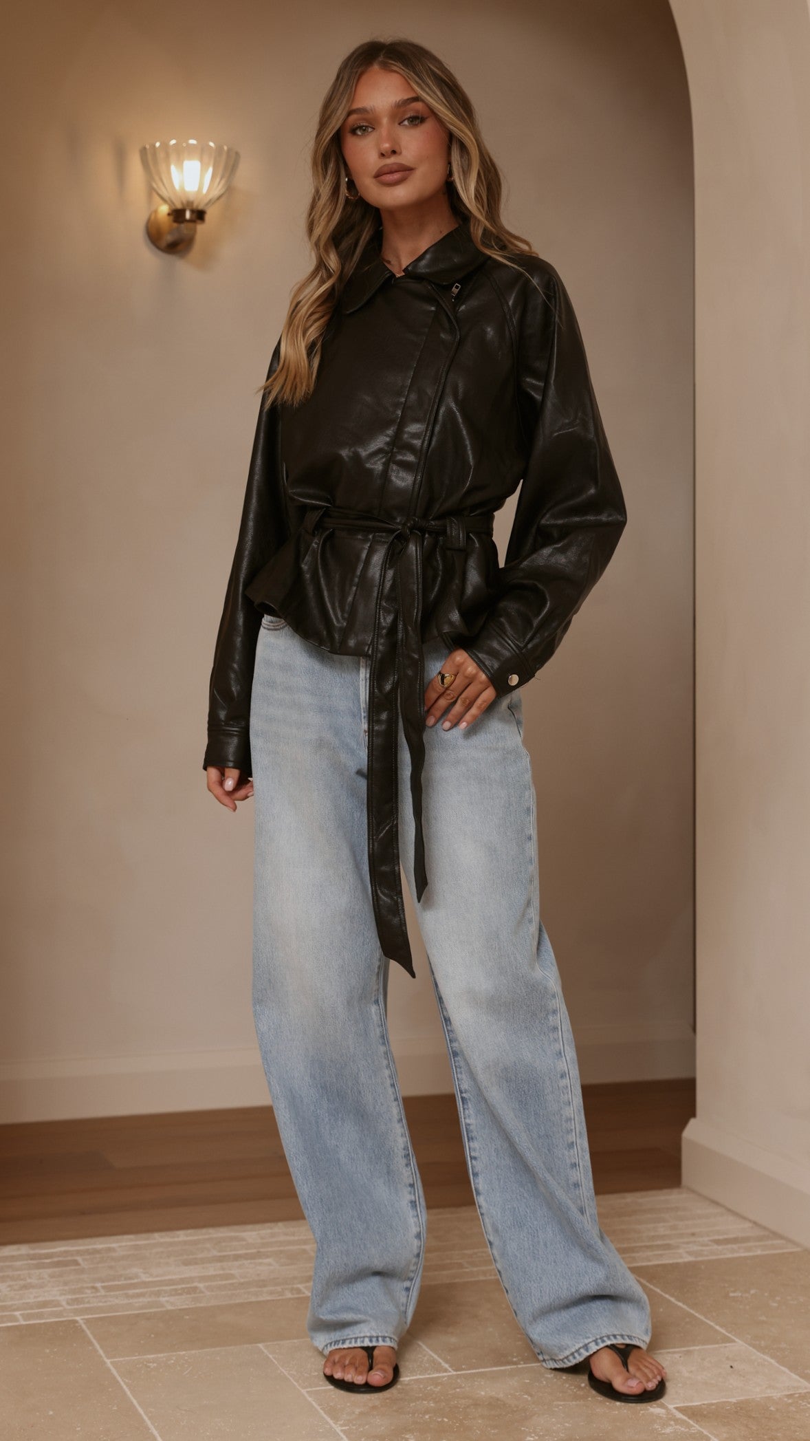 Marzia Tie Waist Jacket - Black - Billy J