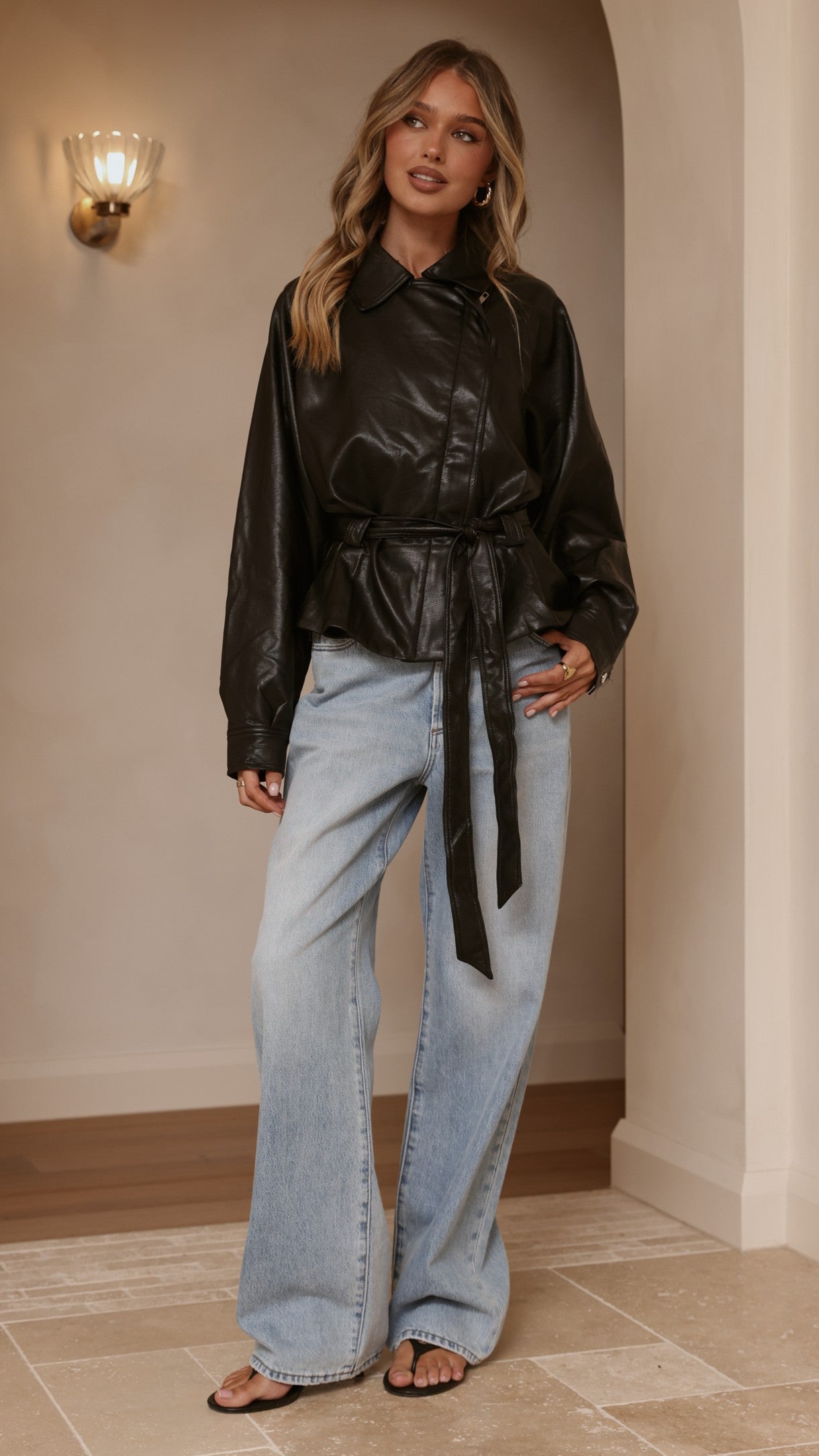 Marzia Tie Waist Jacket - Black - Billy J