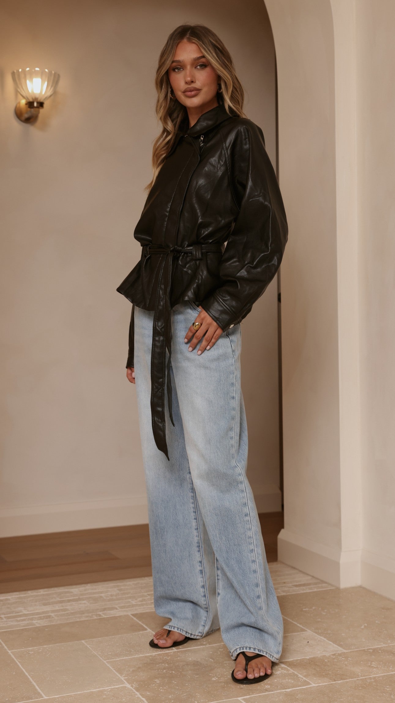 Marzia Tie Waist Jacket - Black - Billy J