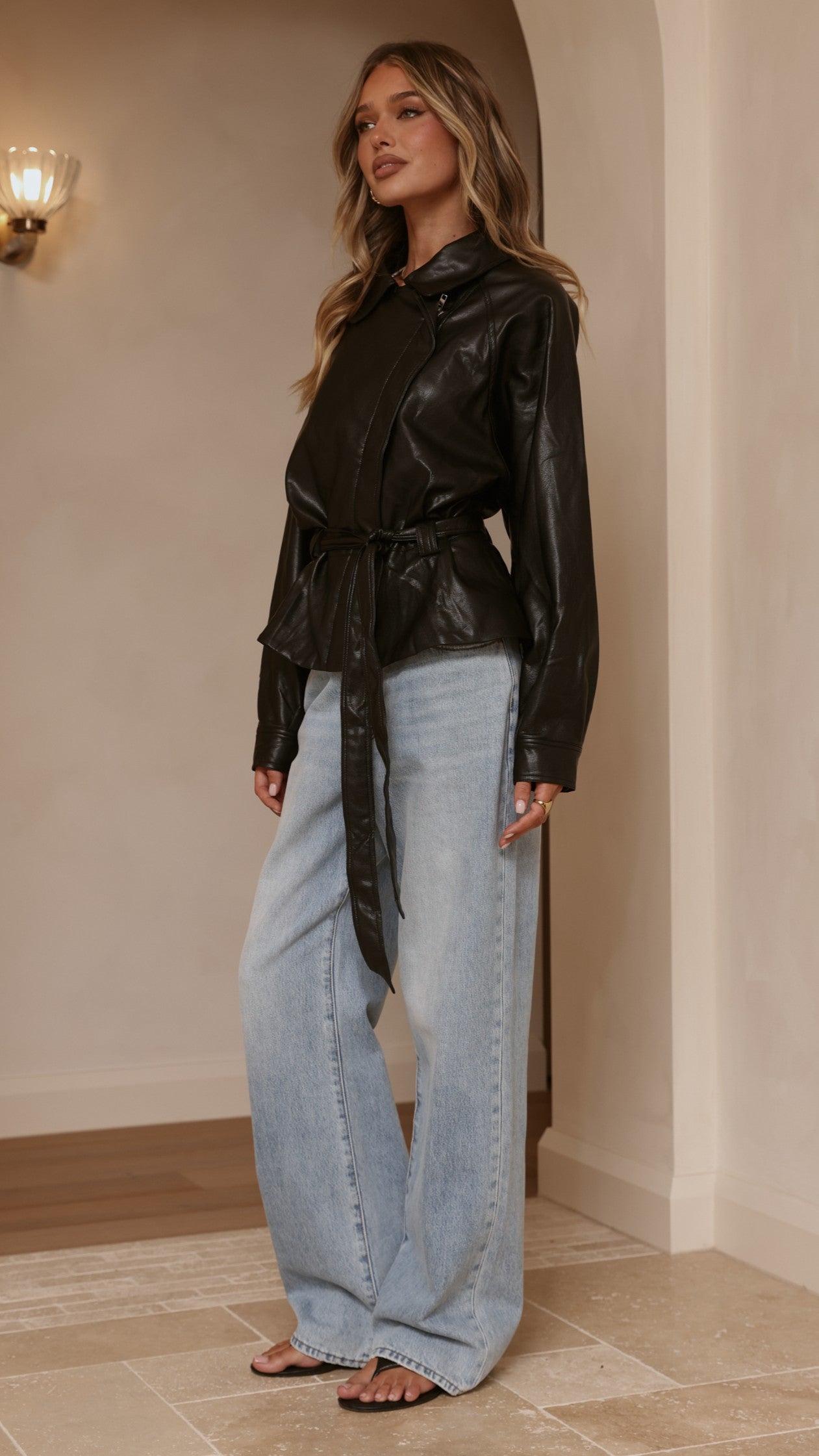 Marzia Tie Waist Jacket - Black - Billy J