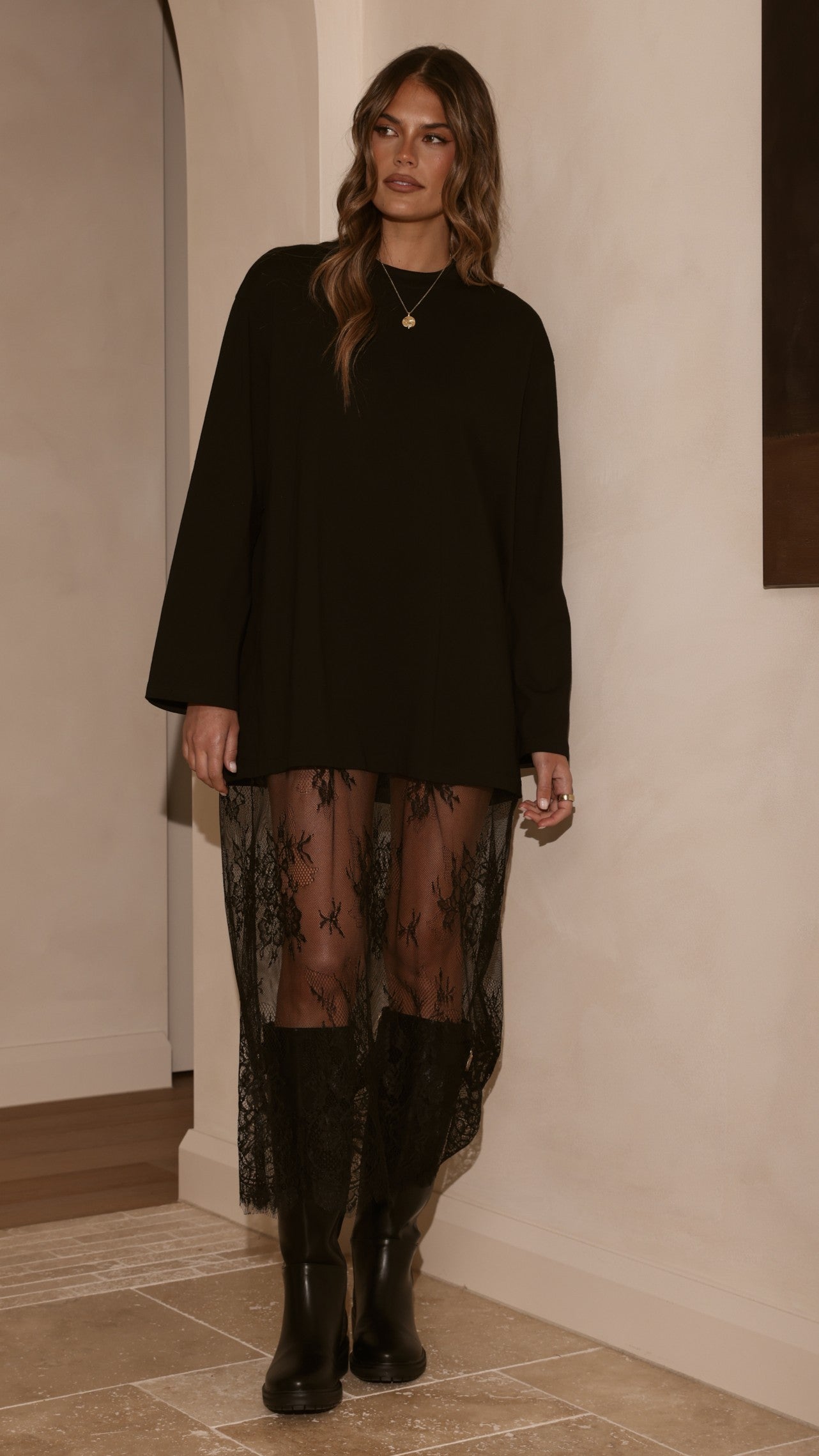 Kailey Lace Maxi Dress - Black - Billy J
