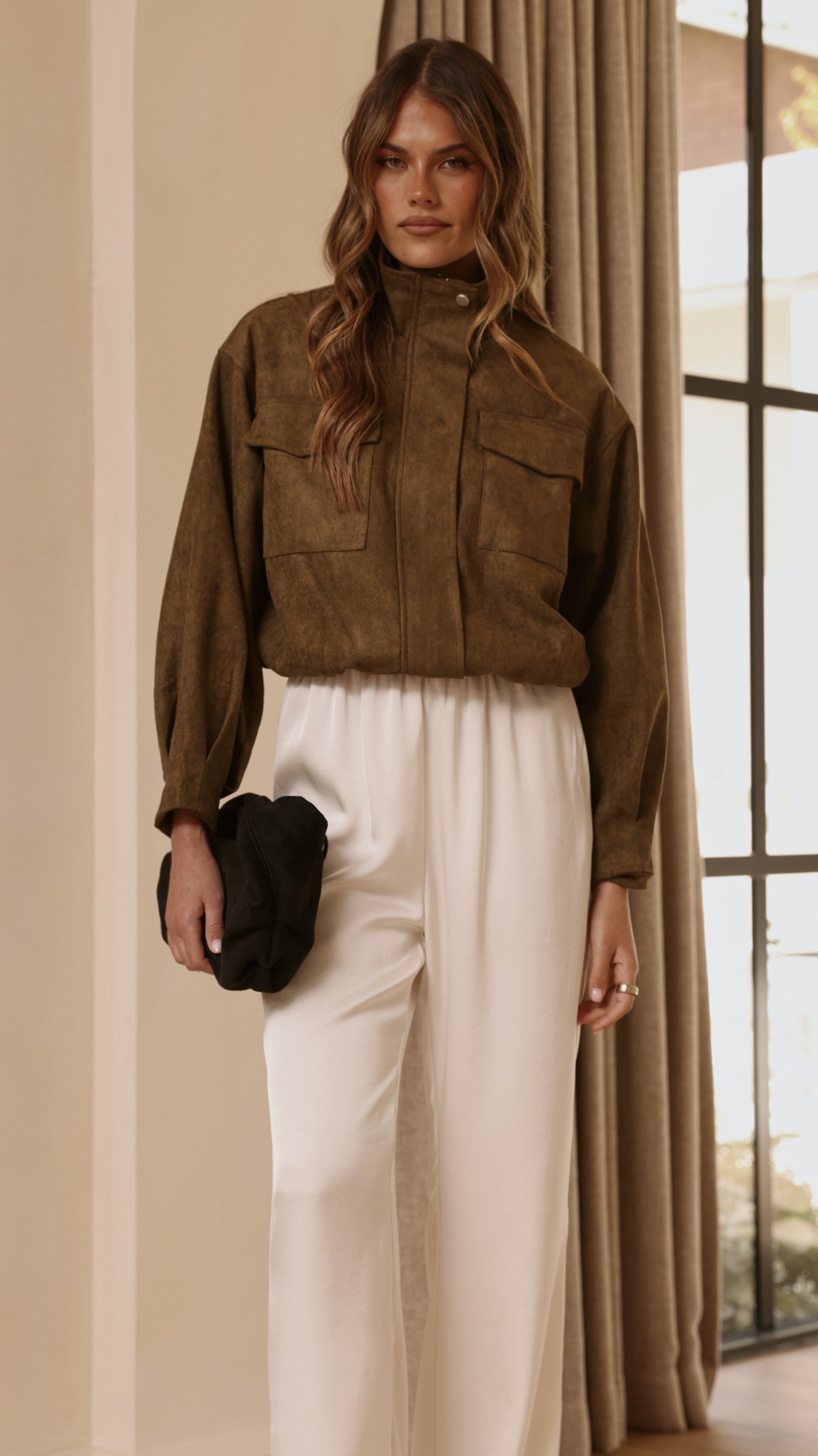 Josh Funnel Neck Jacket - Khaki - Billy J