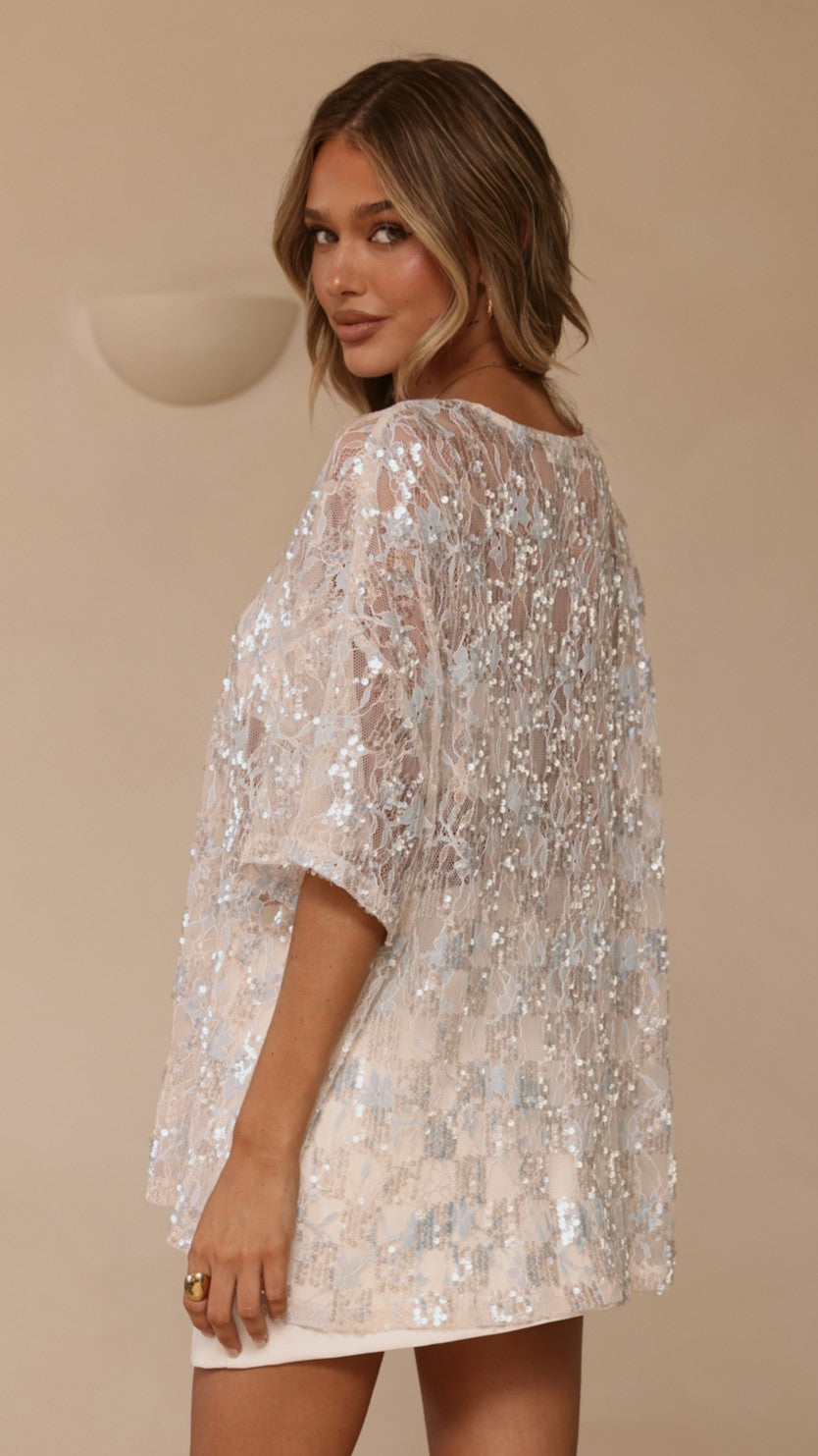 Kaia Sequin Top - Blue - Billy J
