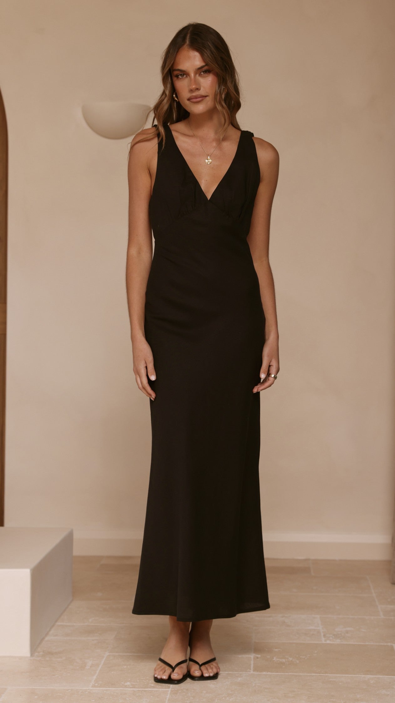 Sammie Linen Maxi Dress - Black - Billy J