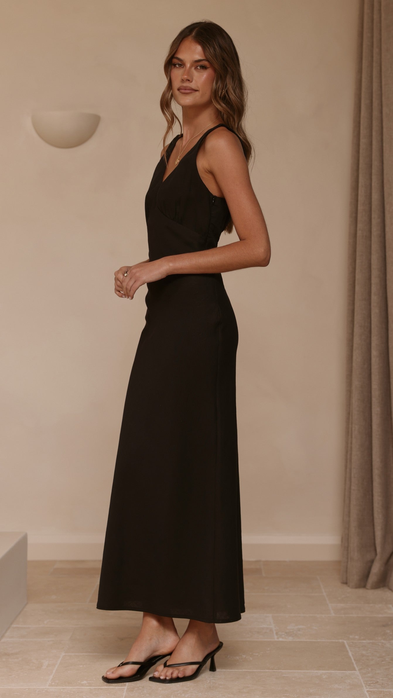 Sammie Linen Maxi Dress - Black - Billy J