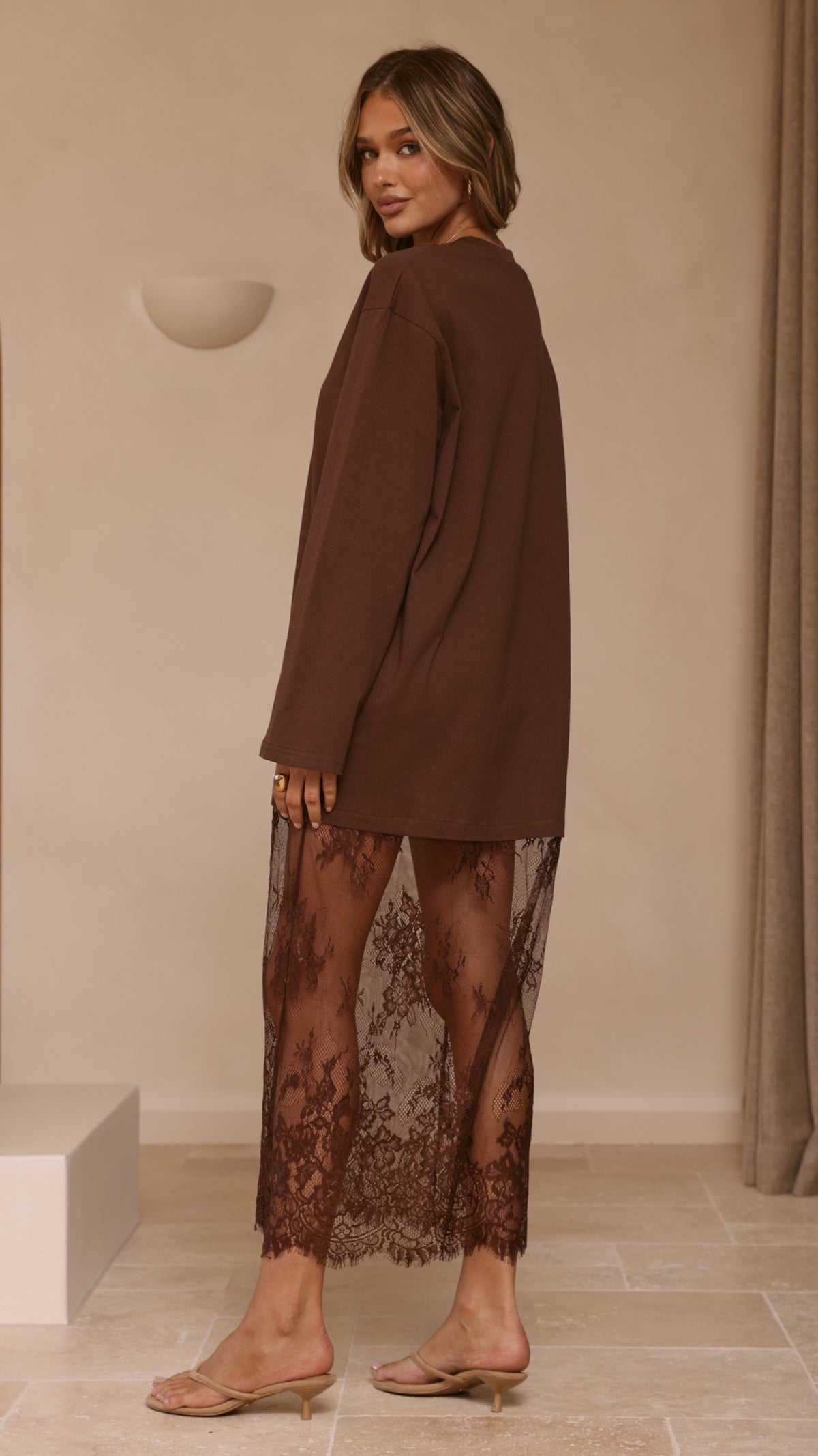 Kailey Lace Maxi Dress - Brown - Billy J