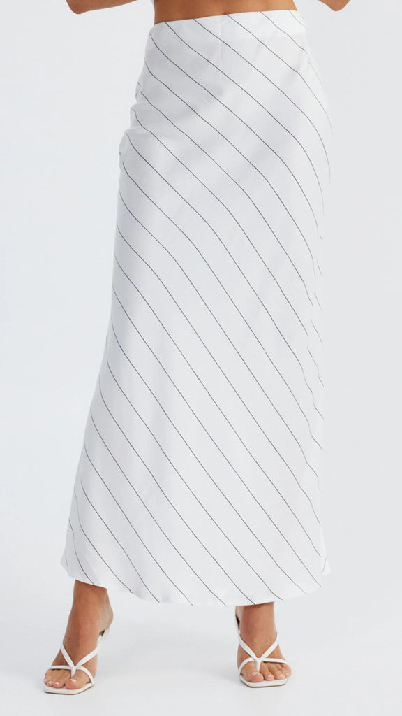 Heidi Stripe Slip Skirt - White / Black Stripe - Billy J