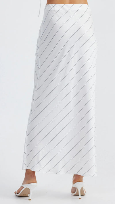 Load image into Gallery viewer, Heidi Stripe Slip Skirt - White / Black Stripe - Billy J
