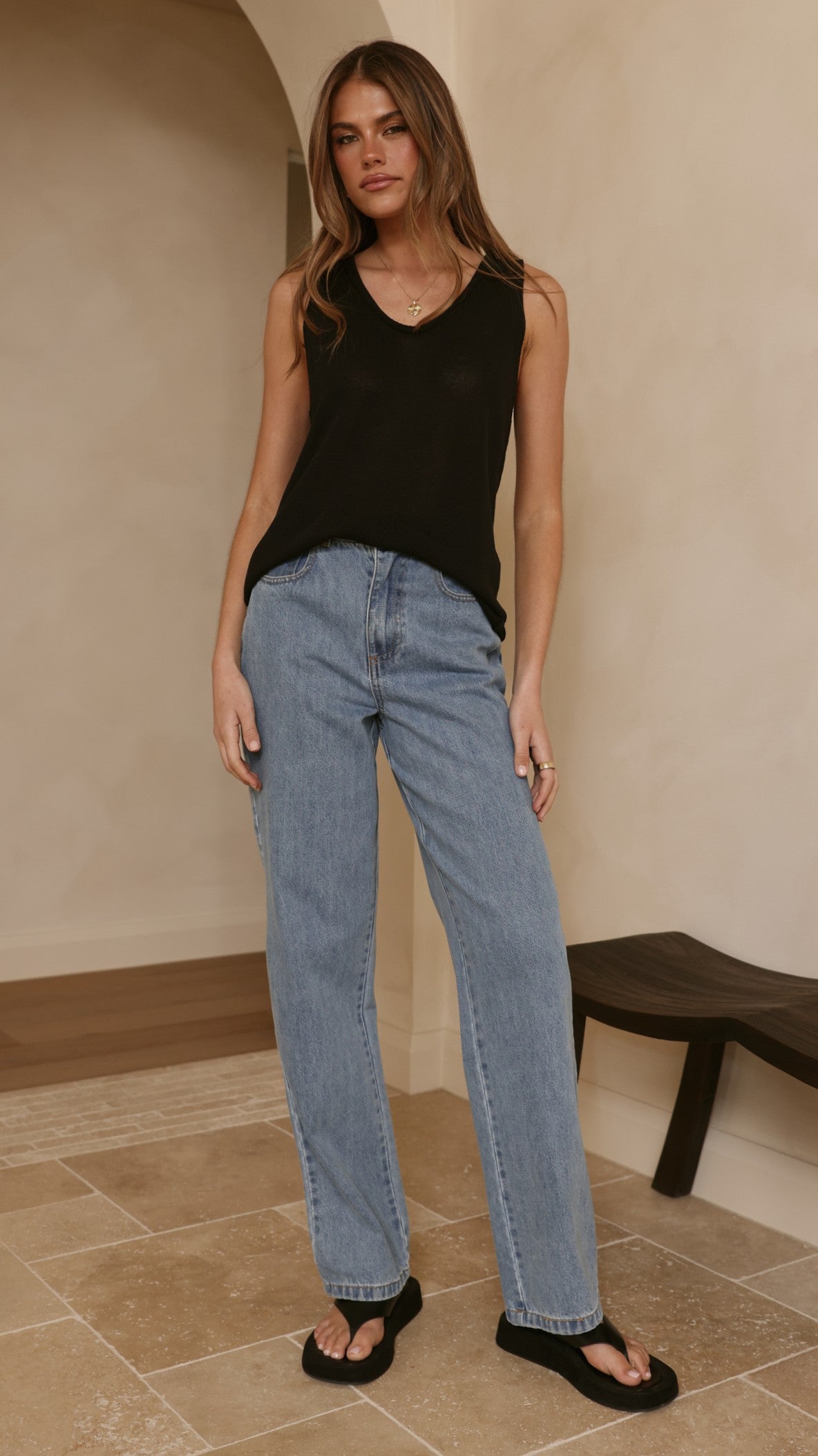 Annie Scoop Neck Tank - Black - Billy J