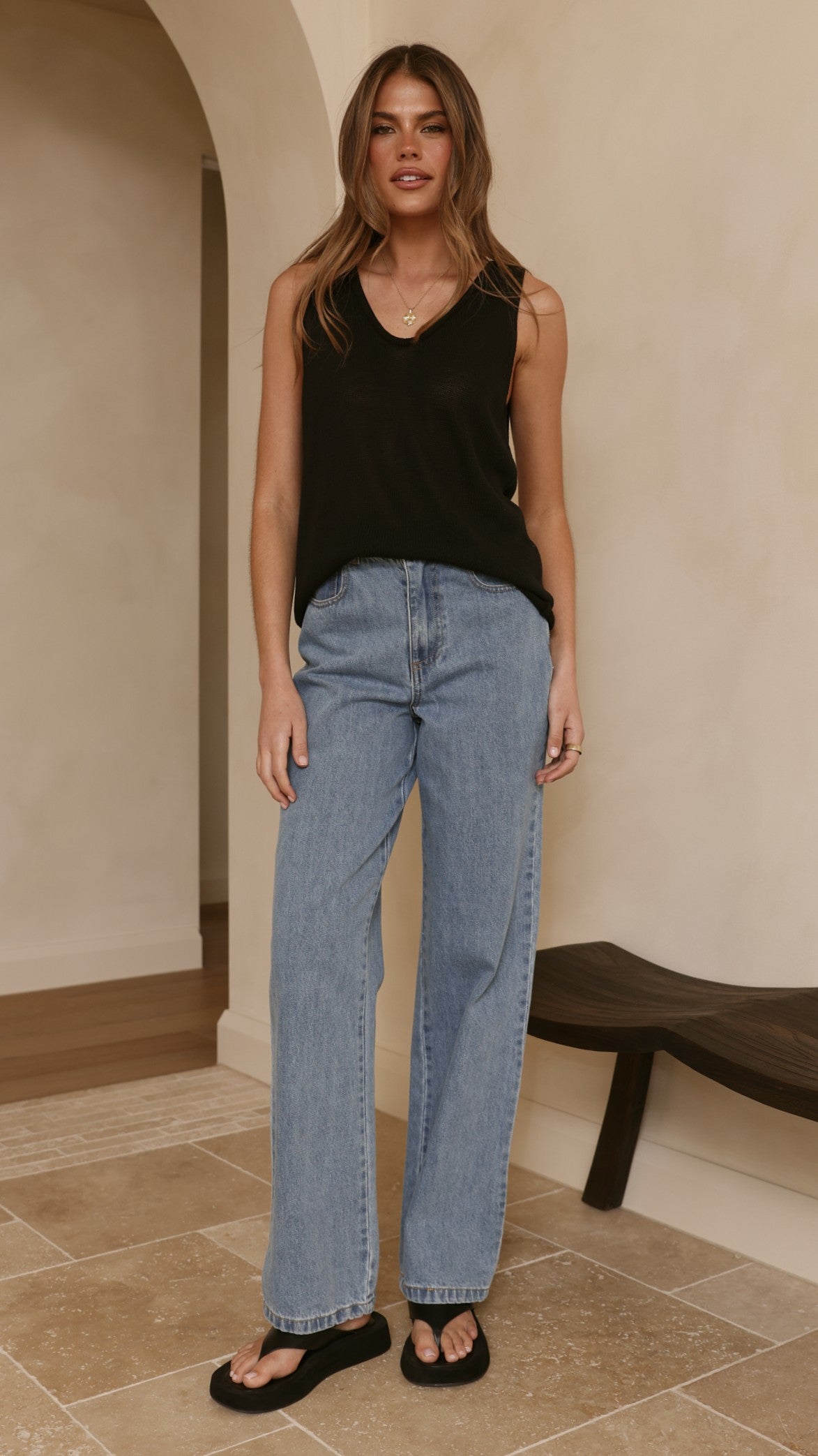 Annie Scoop Neck Tank - Black - Billy J