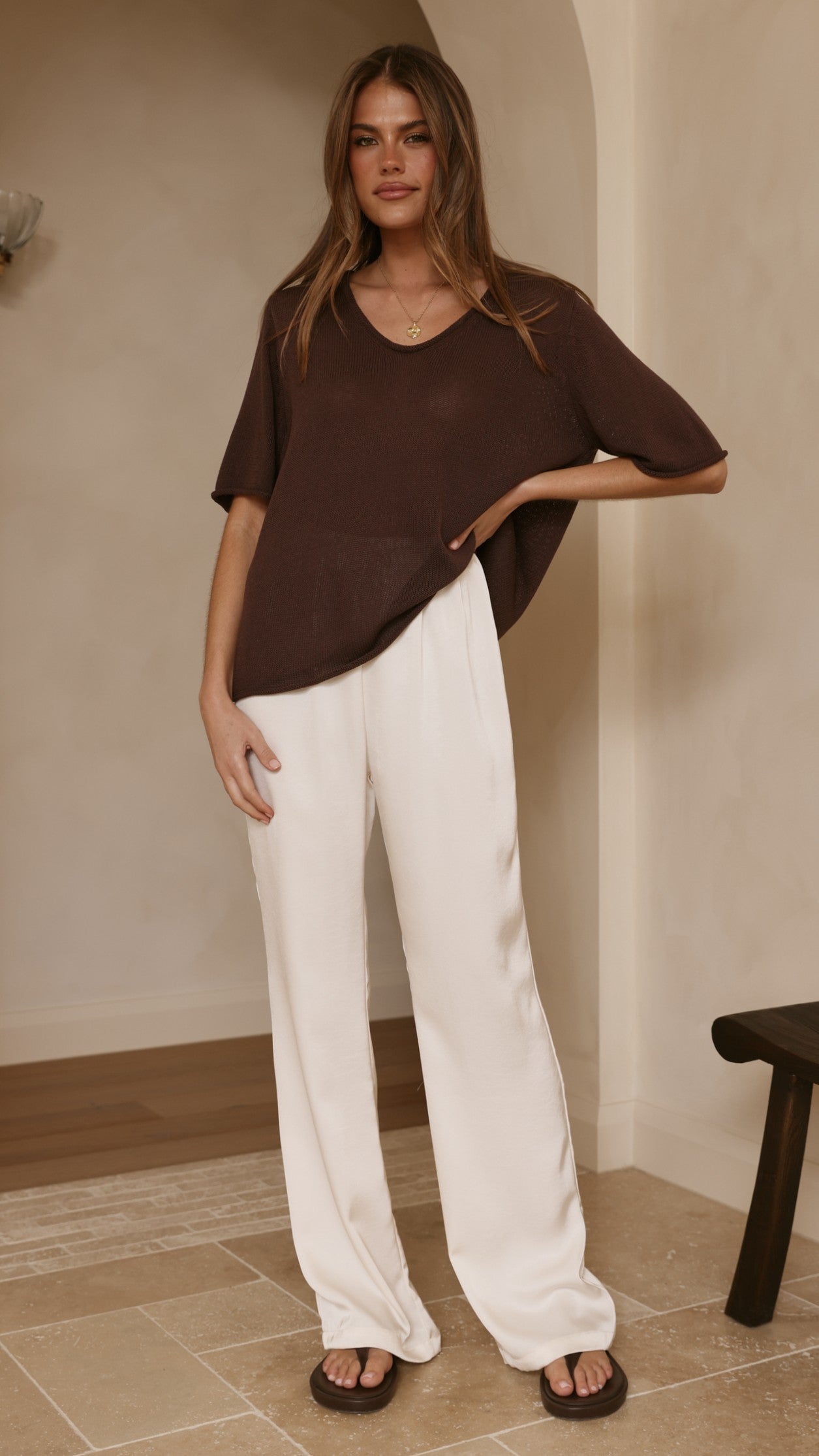 Spring Scoop Neck Tee - Chocolate - Billy J