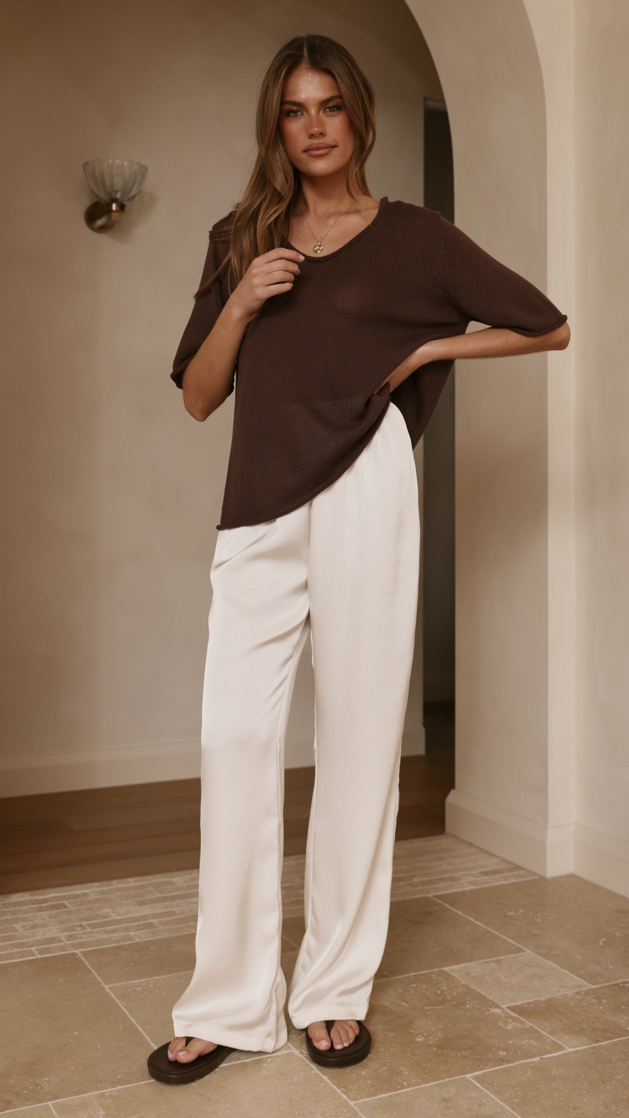 Spring Scoop Neck Tee - Chocolate - Billy J