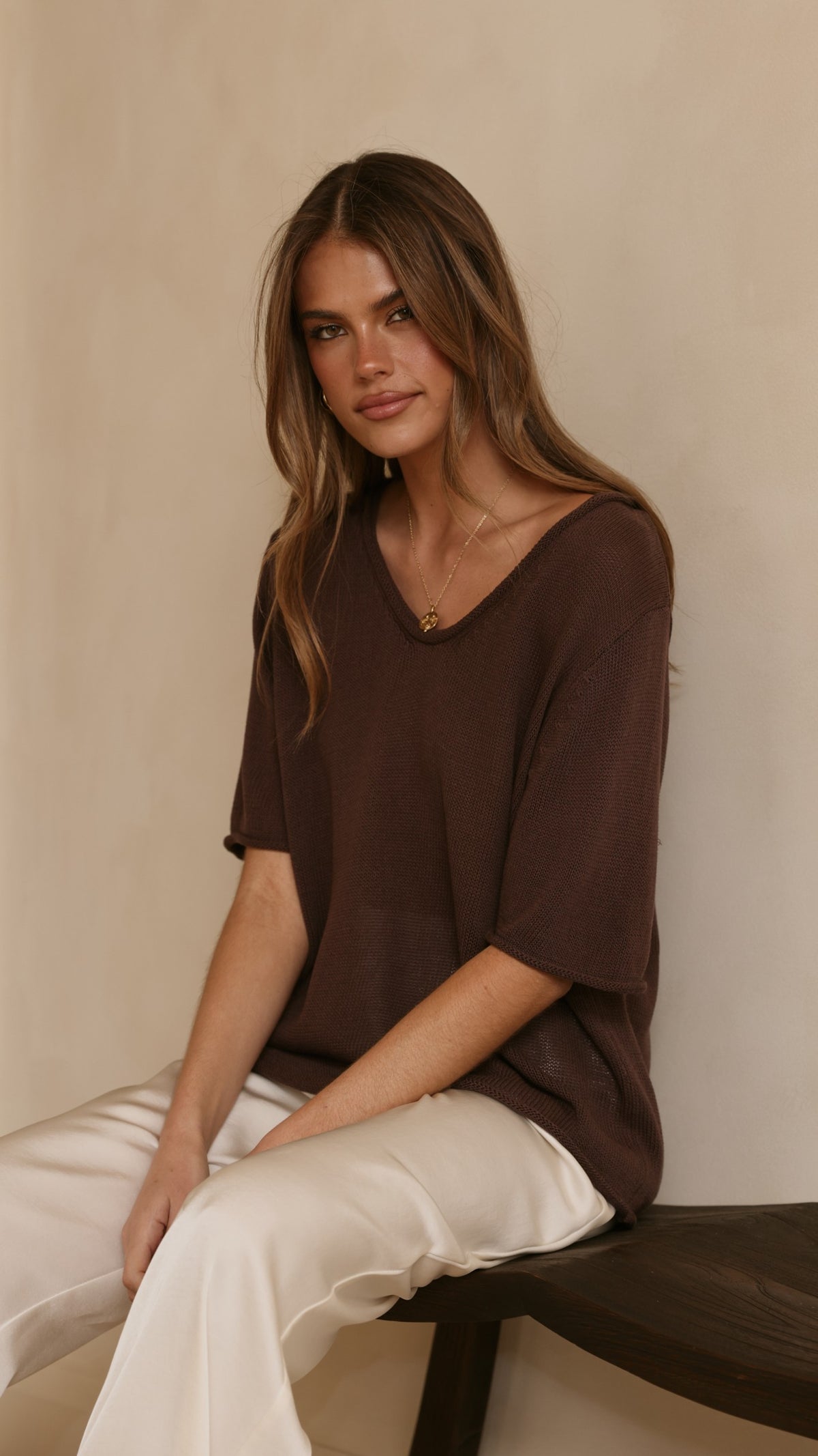 Spring Scoop Neck Tee - Chocolate - Billy J