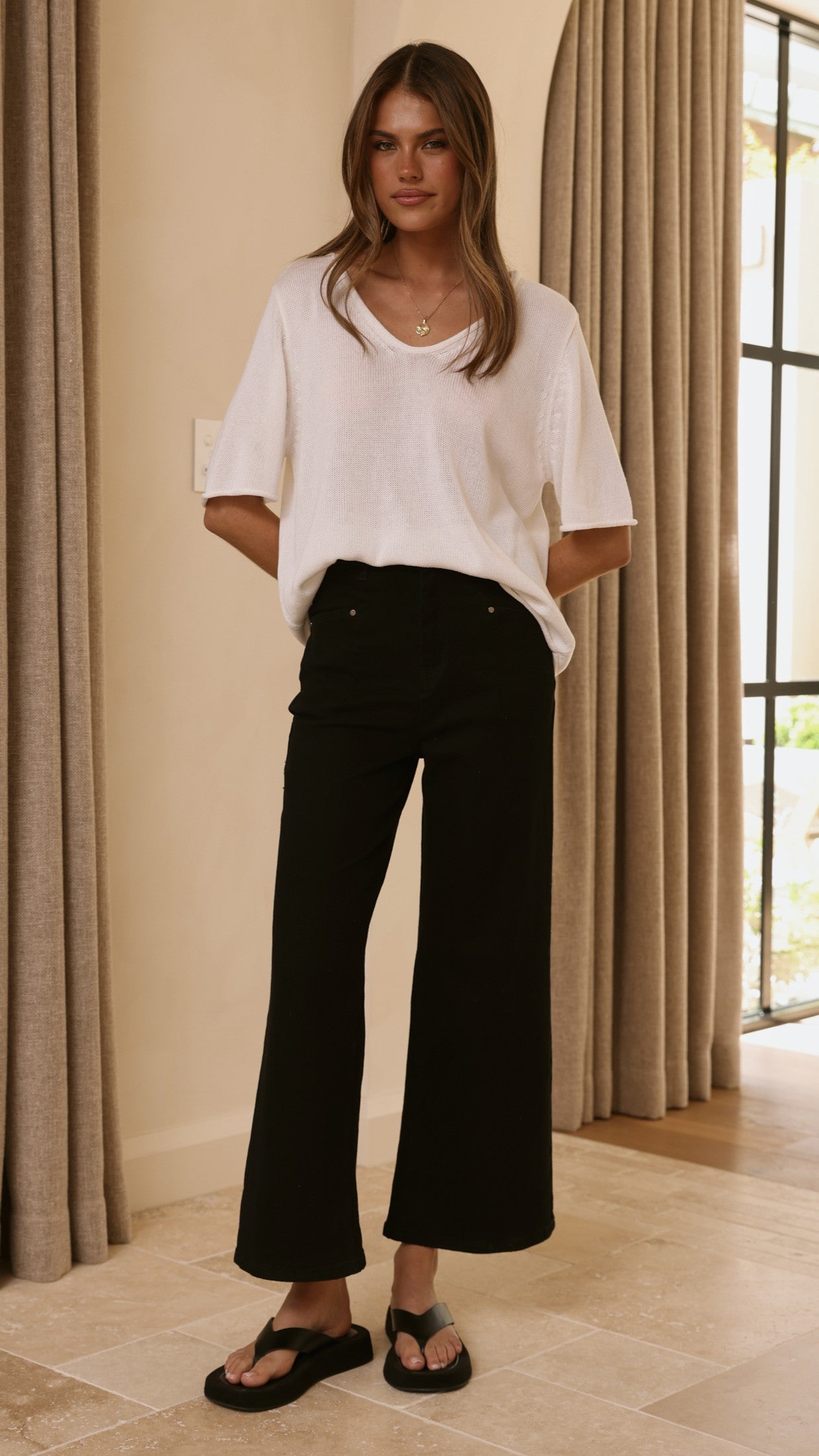 Spring Scoop Neck Tee - White - Billy J