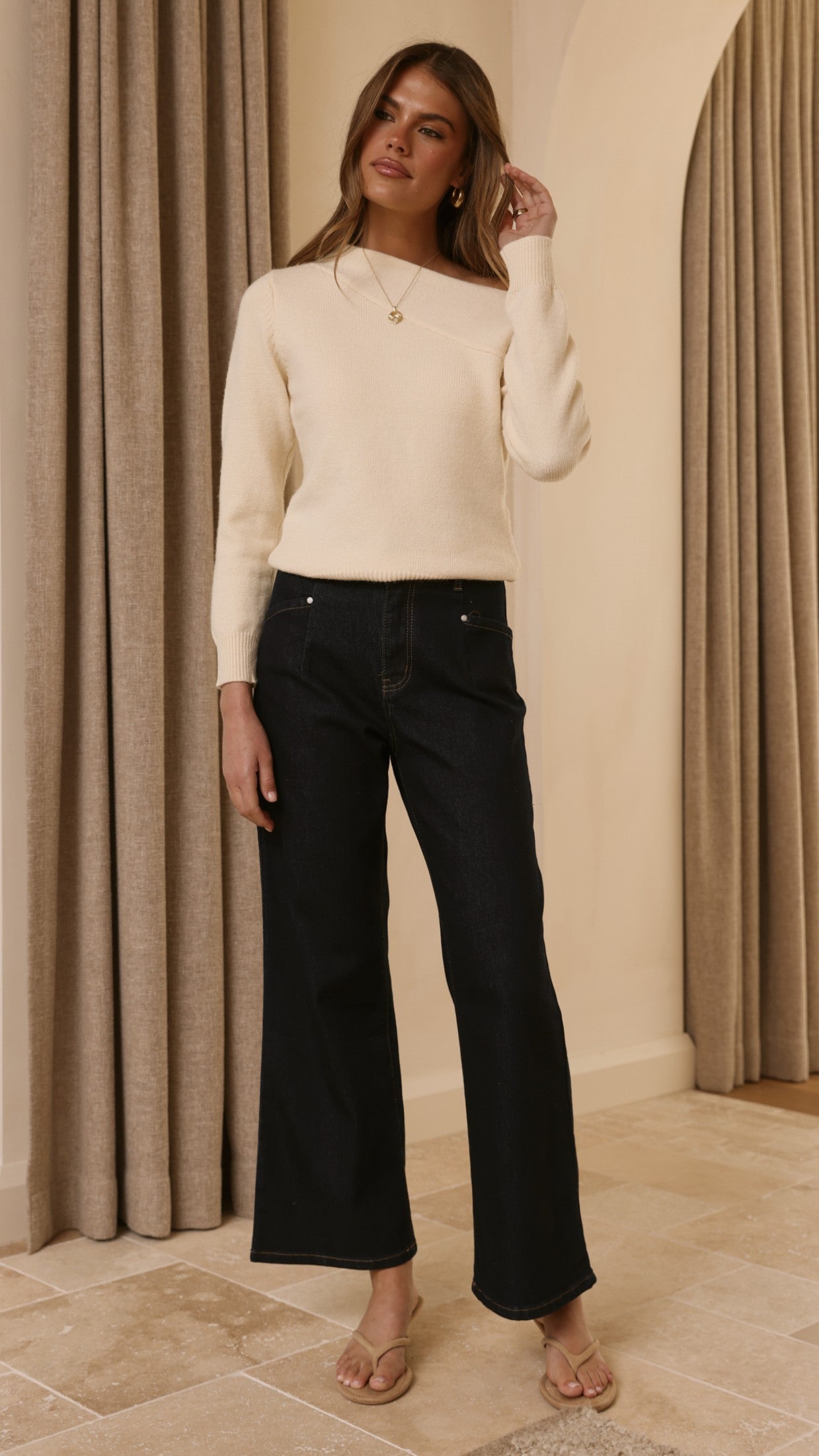 Briella Boat Neck Sweater - Butter - Billy J
