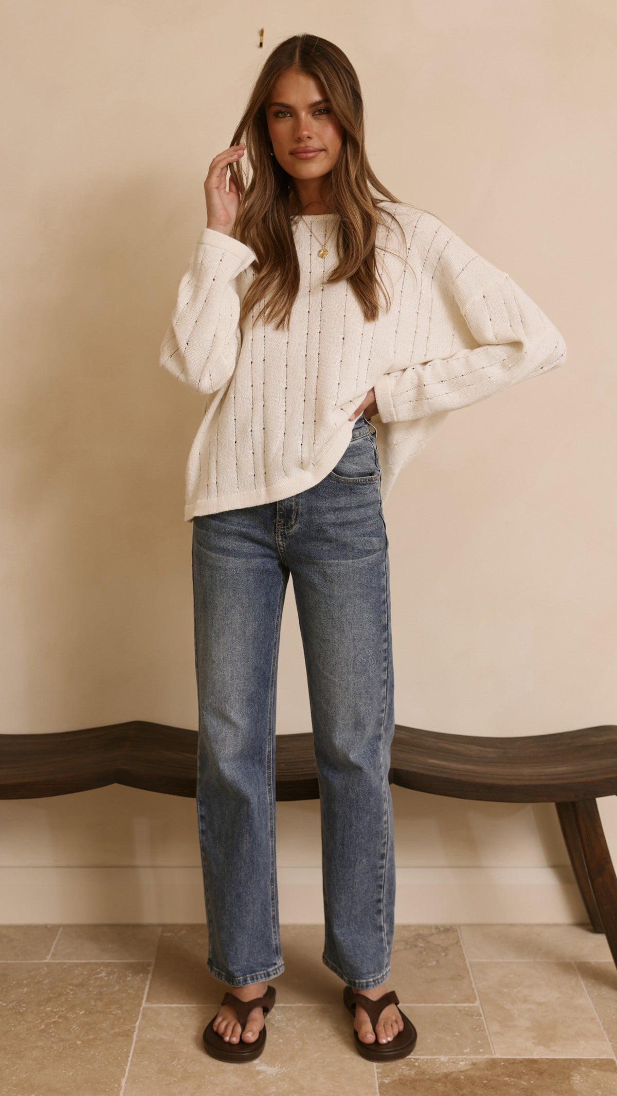 Mia Long Sleeve Top - Cream - Billy J