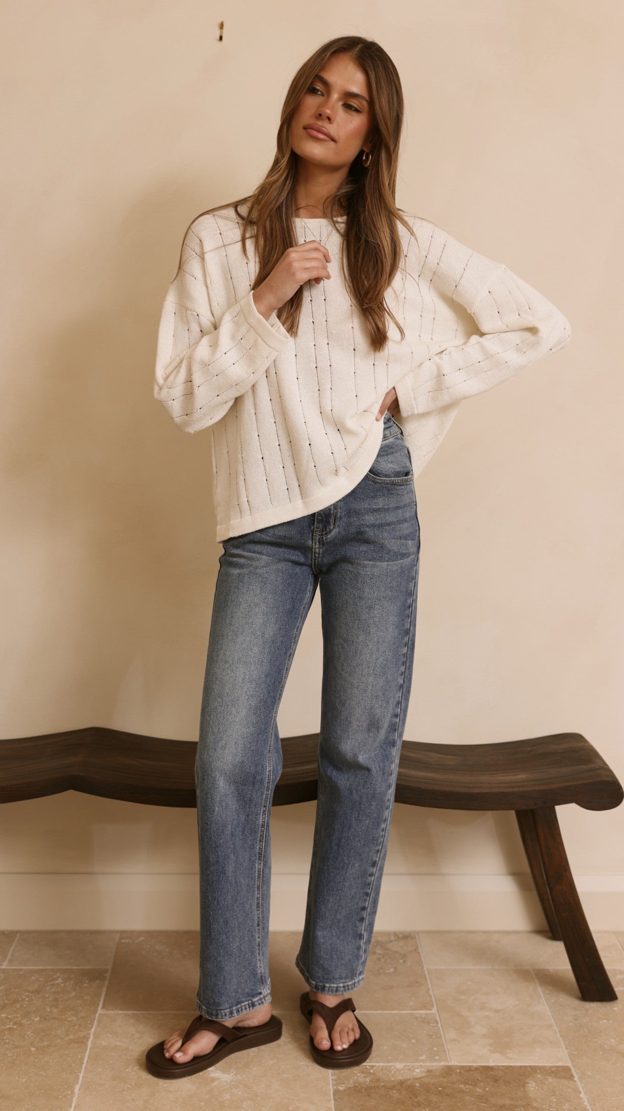 Mia Long Sleeve Top - Cream - Billy J