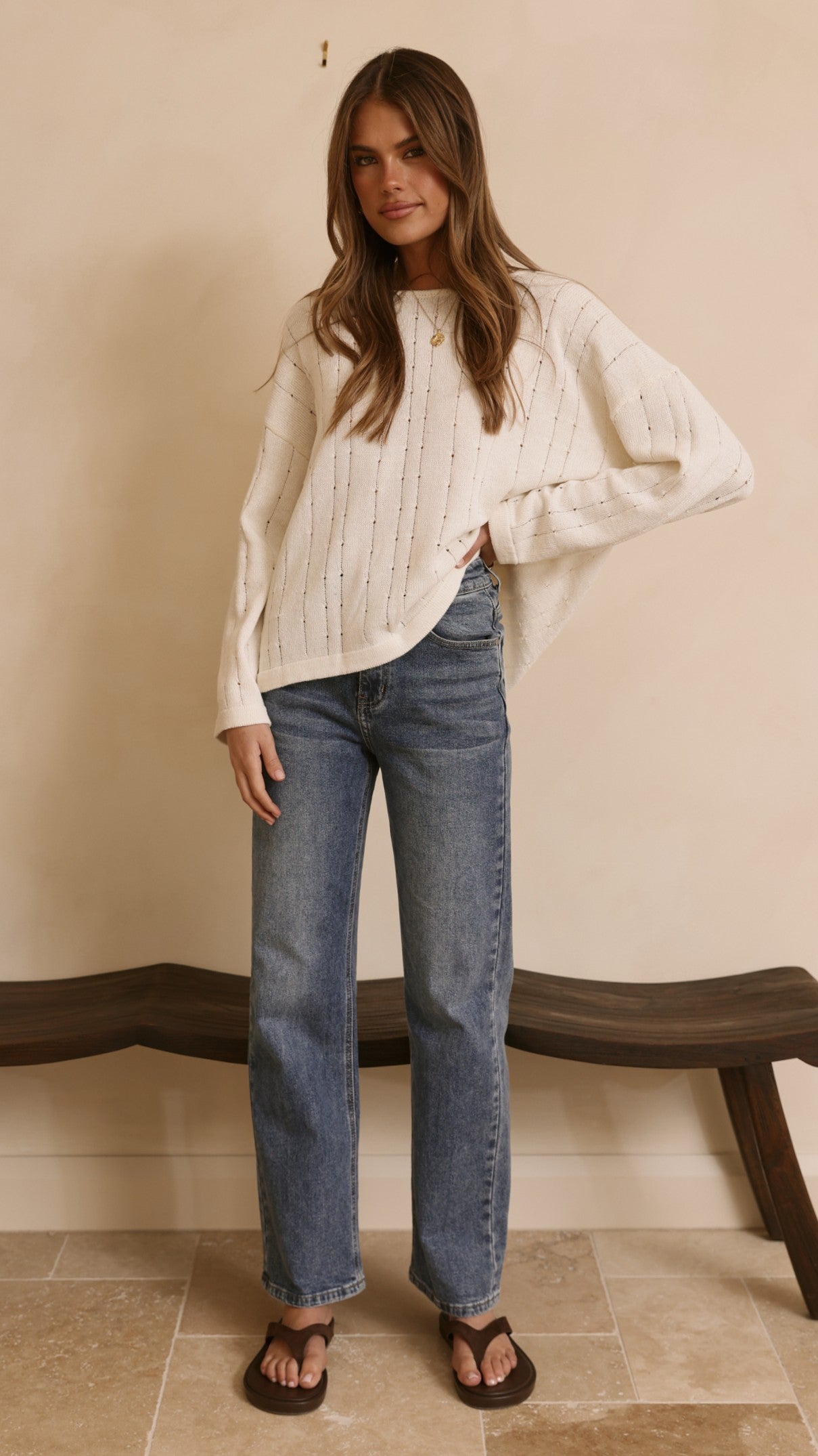 Mia Long Sleeve Top - Cream - Billy J