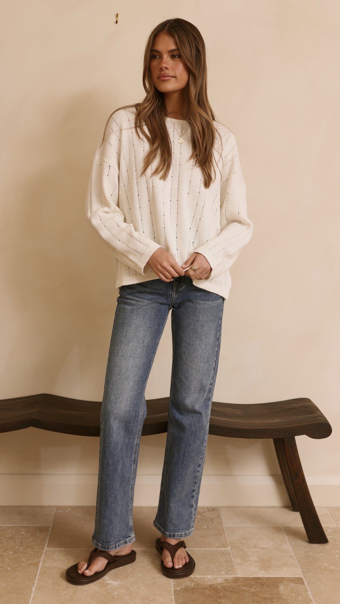 Mia Long Sleeve Top - Cream - Billy J