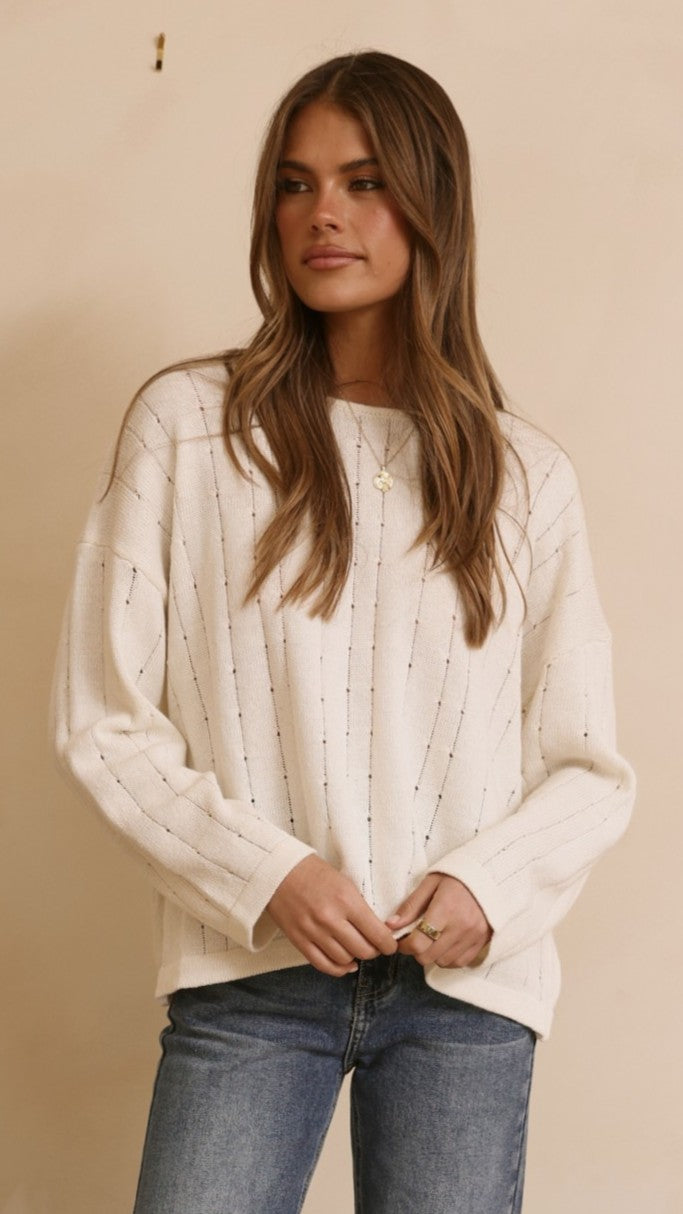 Mia Long Sleeve Top - Cream - Billy J