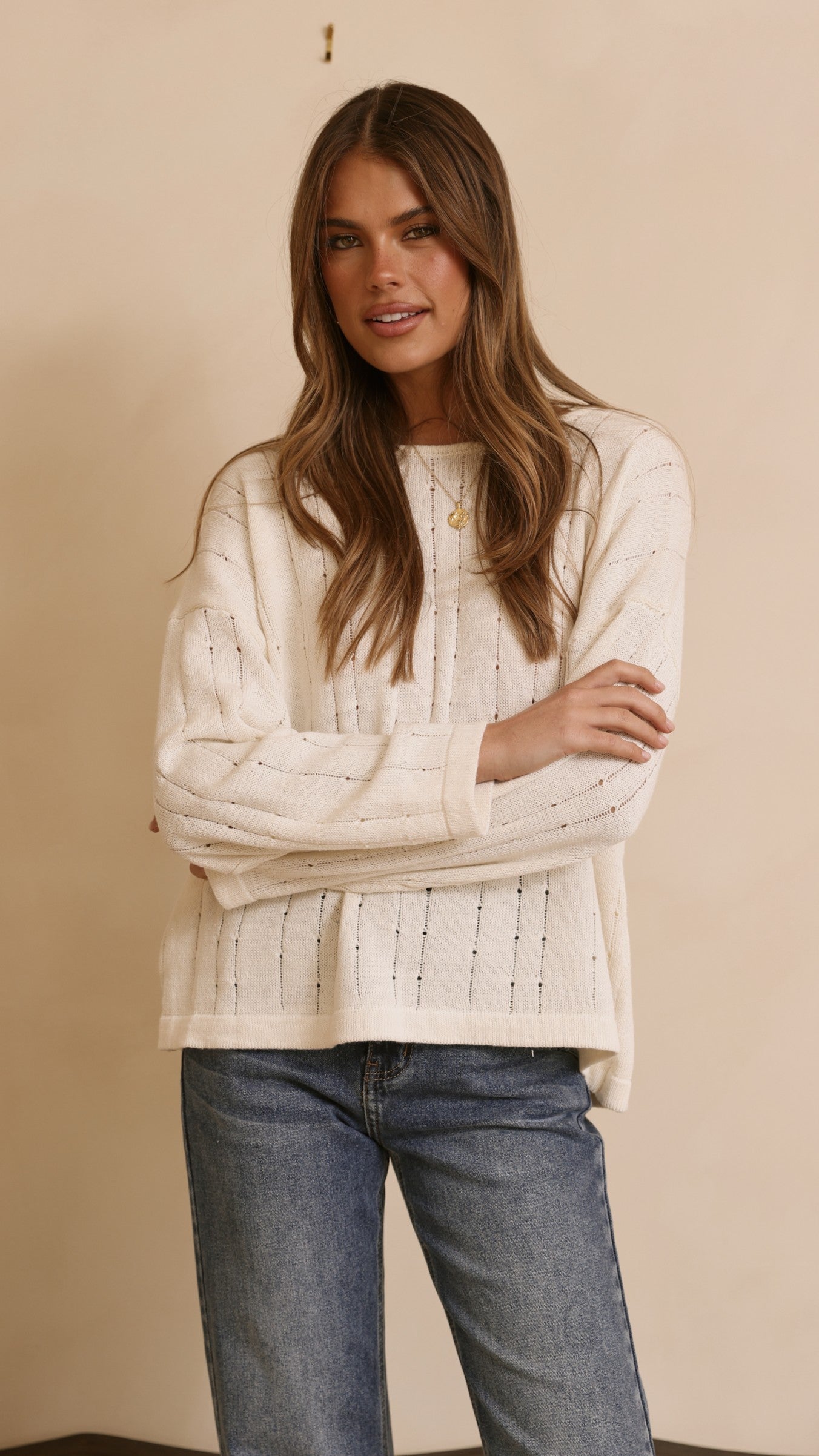 Mia Long Sleeve Top - Cream - Billy J