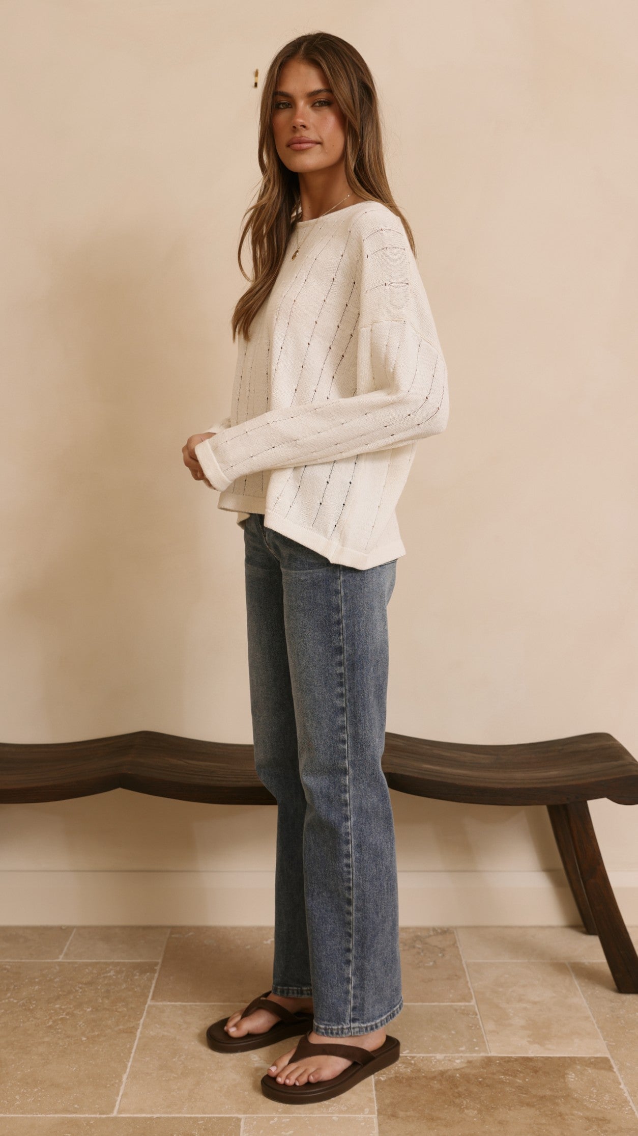 Mia Long Sleeve Top - Cream - Billy J