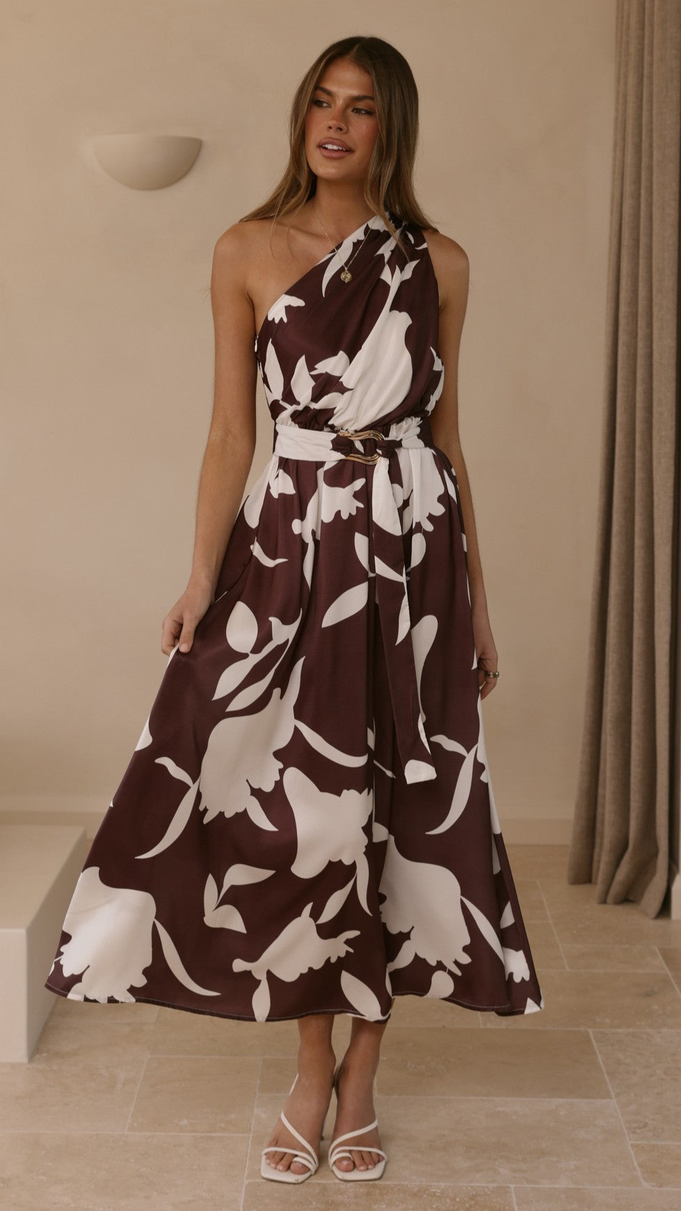 Hadas Maxi Dress - Chocolate/White Print - Billy J
