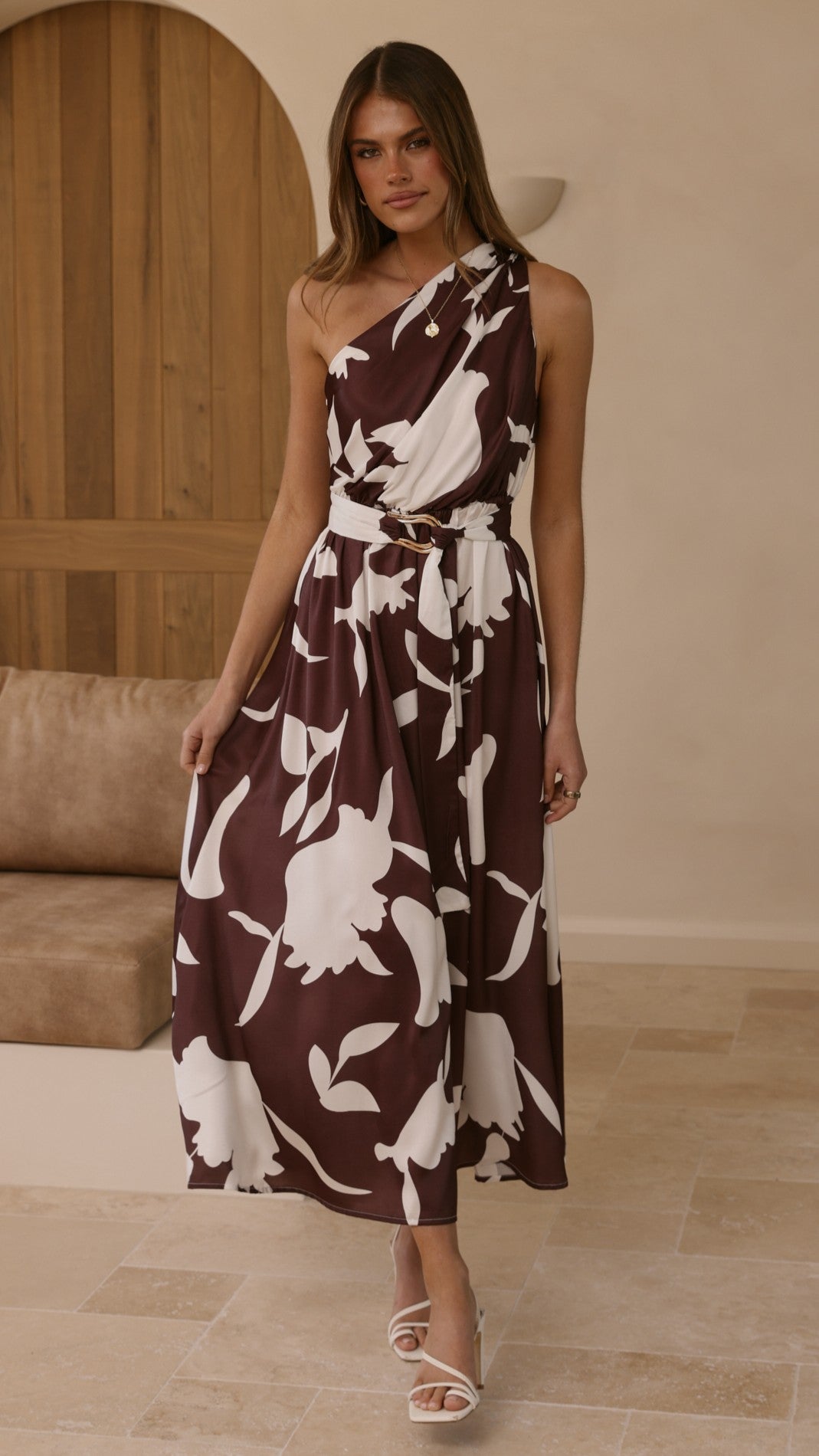 Hadas Maxi Dress - Chocolate/White Print - Billy J
