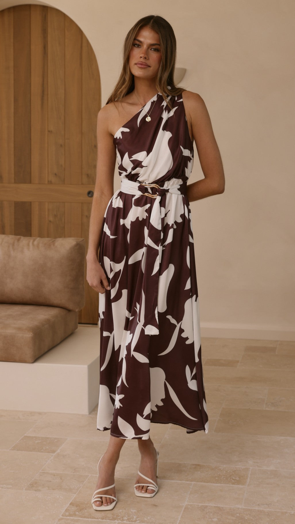 Hadas Maxi Dress - Chocolate/White Print - Billy J