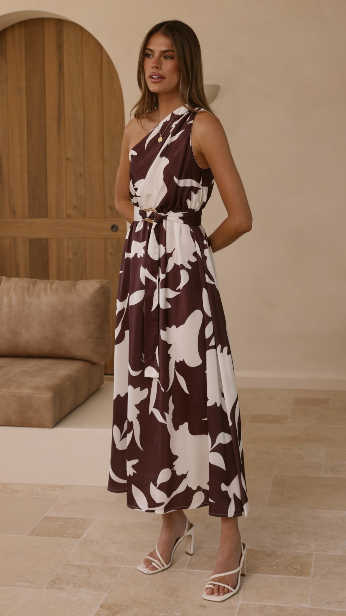 Hadas Maxi Dress - Chocolate/White Print - Billy J