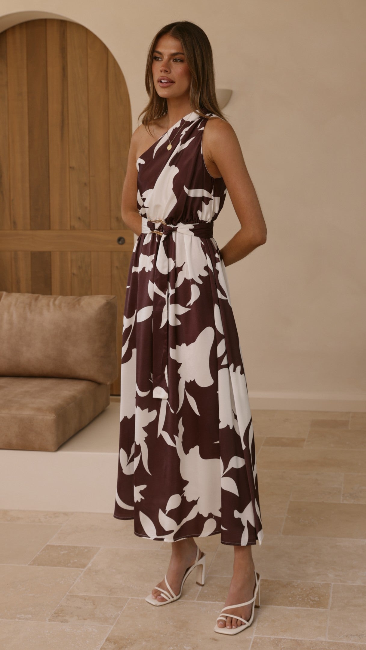 Hadas Maxi Dress - Chocolate/White Print - Billy J