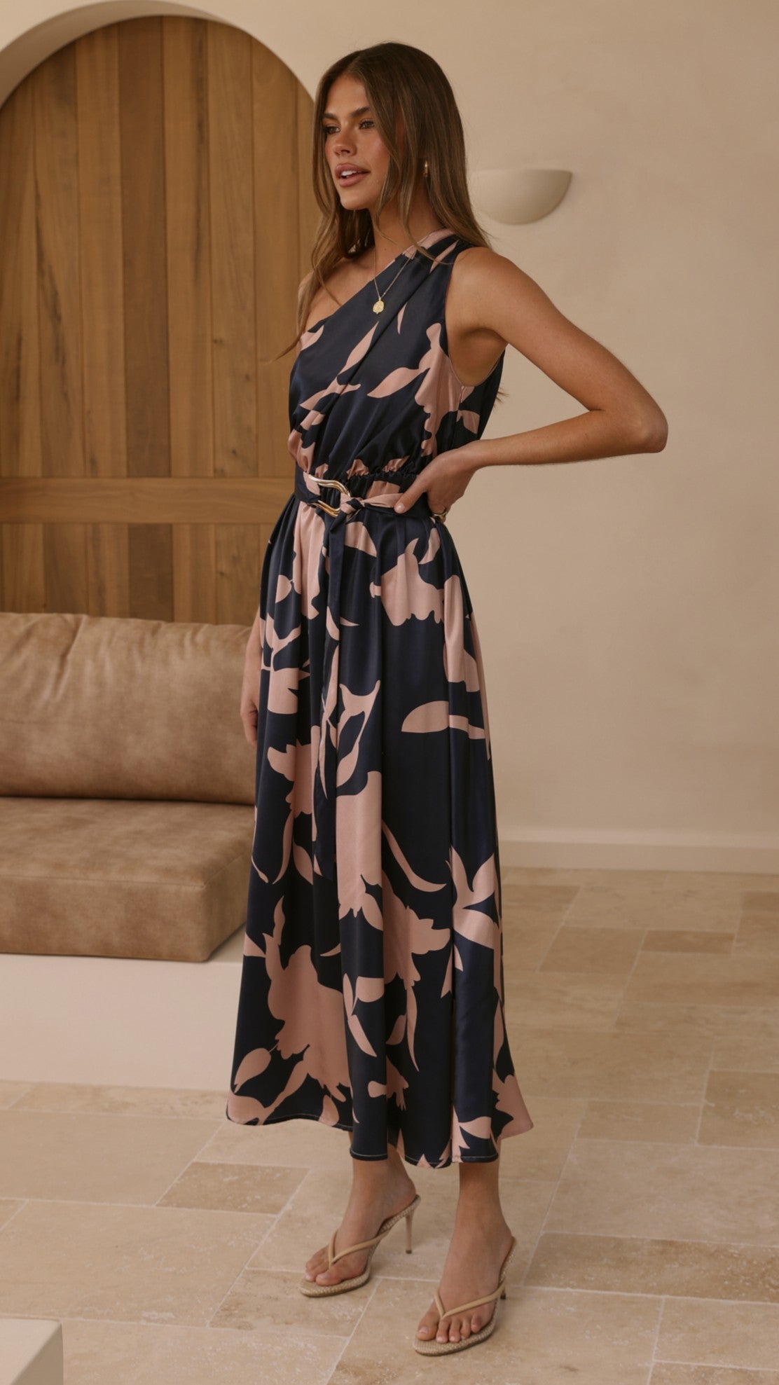 Hadas Maxi Dress - Navy/Pink Print - Billy J