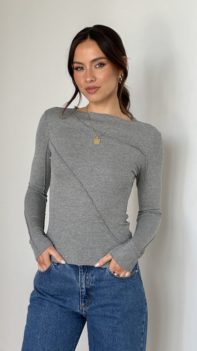 Load image into Gallery viewer, Leya Long Sleeve Top - Grey - Billy J
