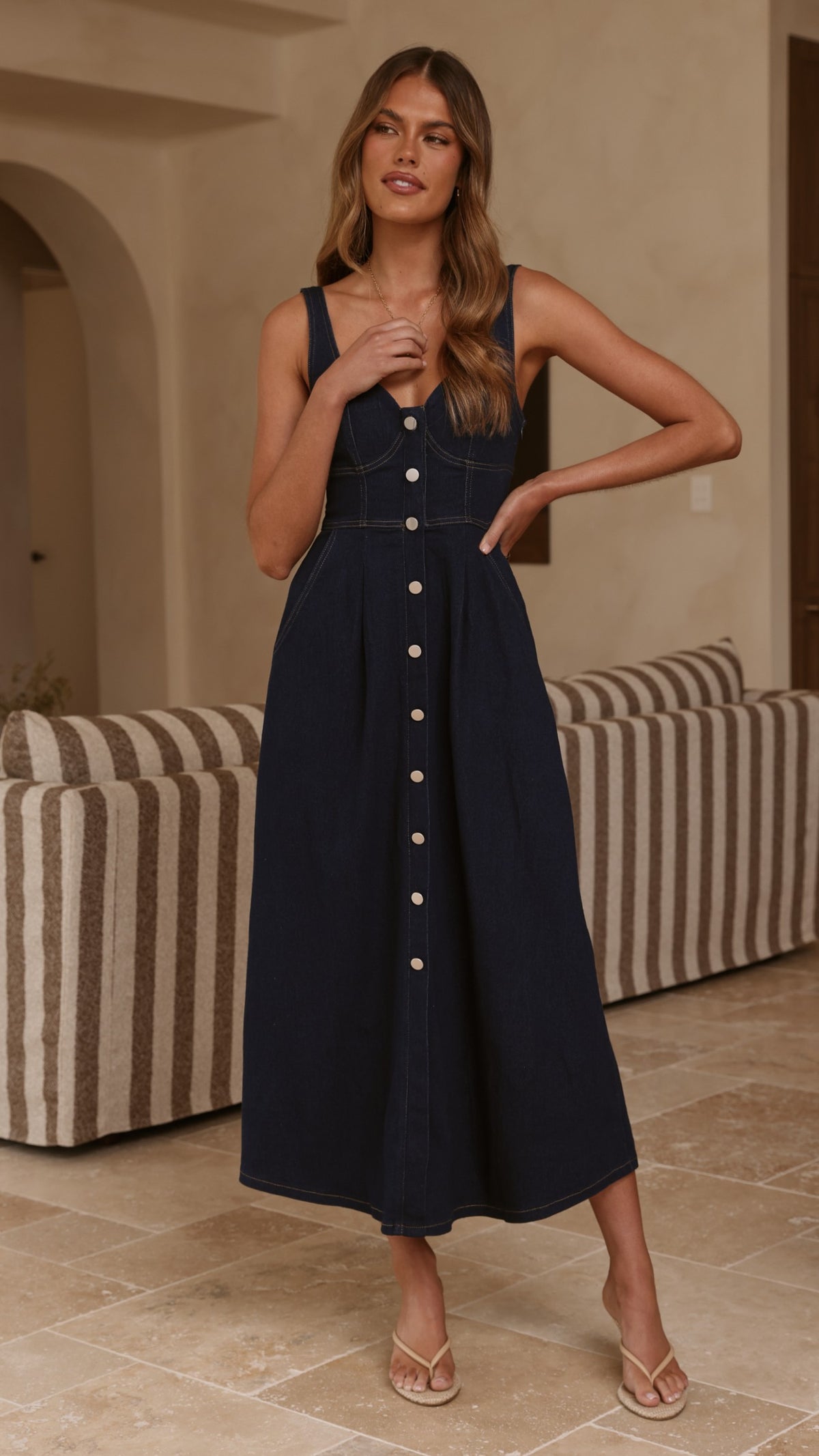 Abrianna Midi Dress - Dark Denim - Billy J