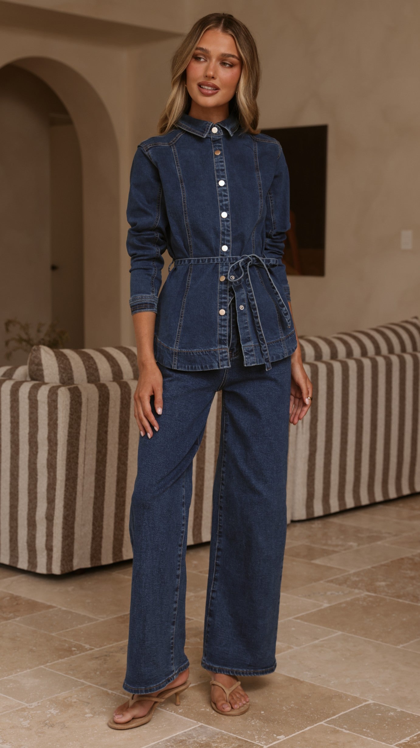 Nyra Wide Leg Jeans - Dark Denim - Billy J