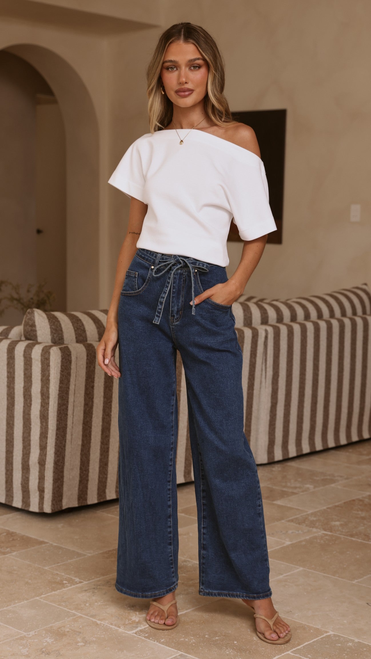 Nyra Wide Leg Jeans - Dark Denim - Billy J