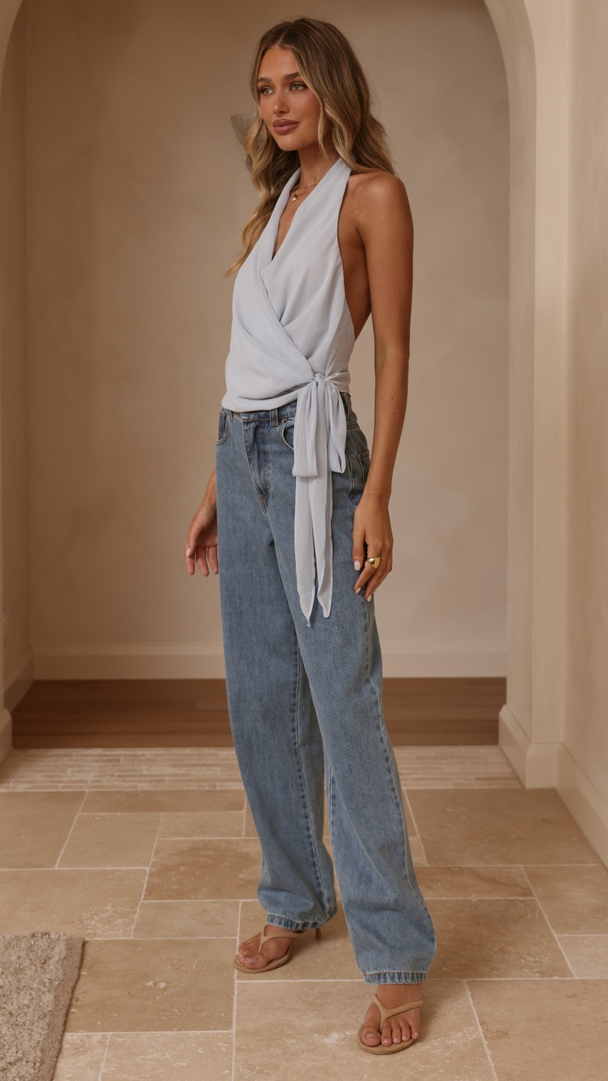 Belle Halter Neck Top - Blue - Billy J