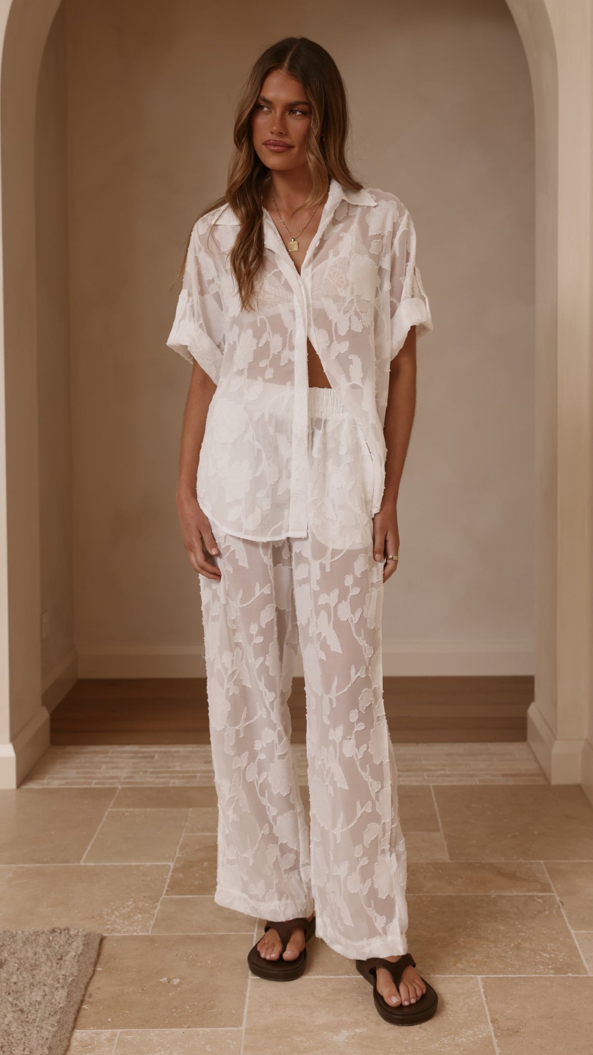 Mollie Lace Shirt - White - Billy J