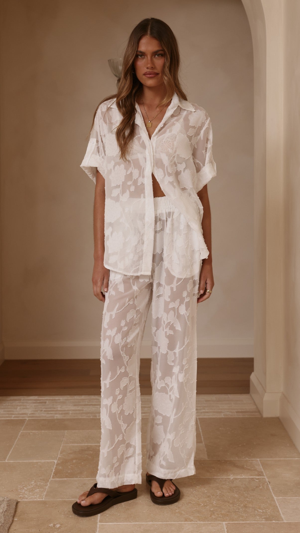 Mollie Lace Pants - White - Billy J