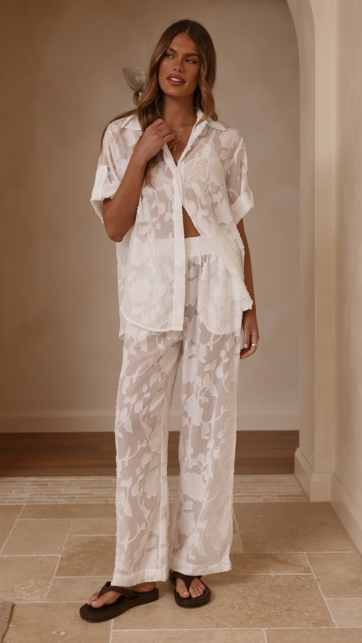 Mollie Lace Shirt - White - Billy J