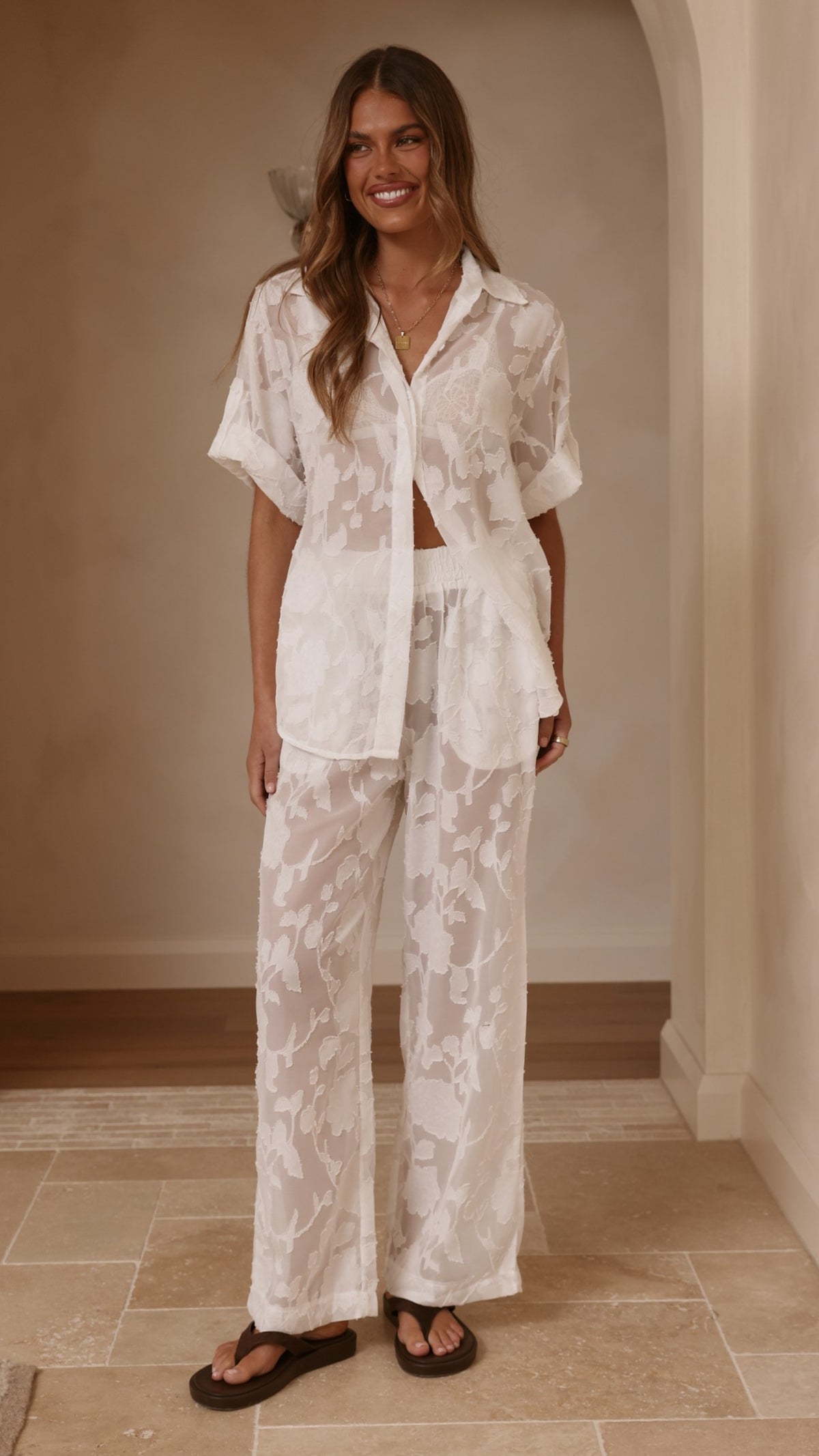 Mollie Lace Shirt - White - Billy J
