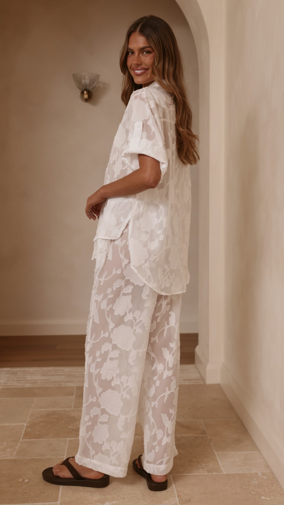 Mollie Lace Pants - White - Billy J
