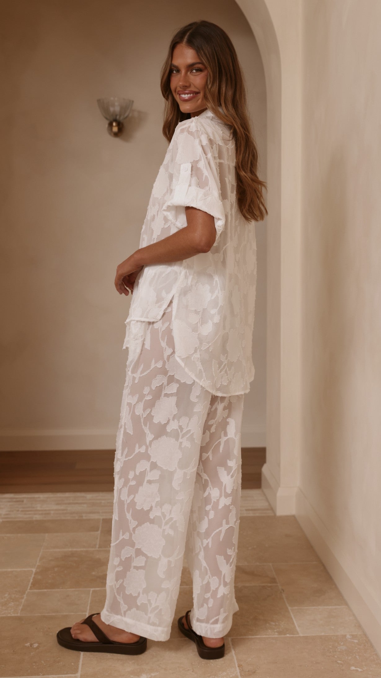 Mollie Lace Shirt - White - Billy J