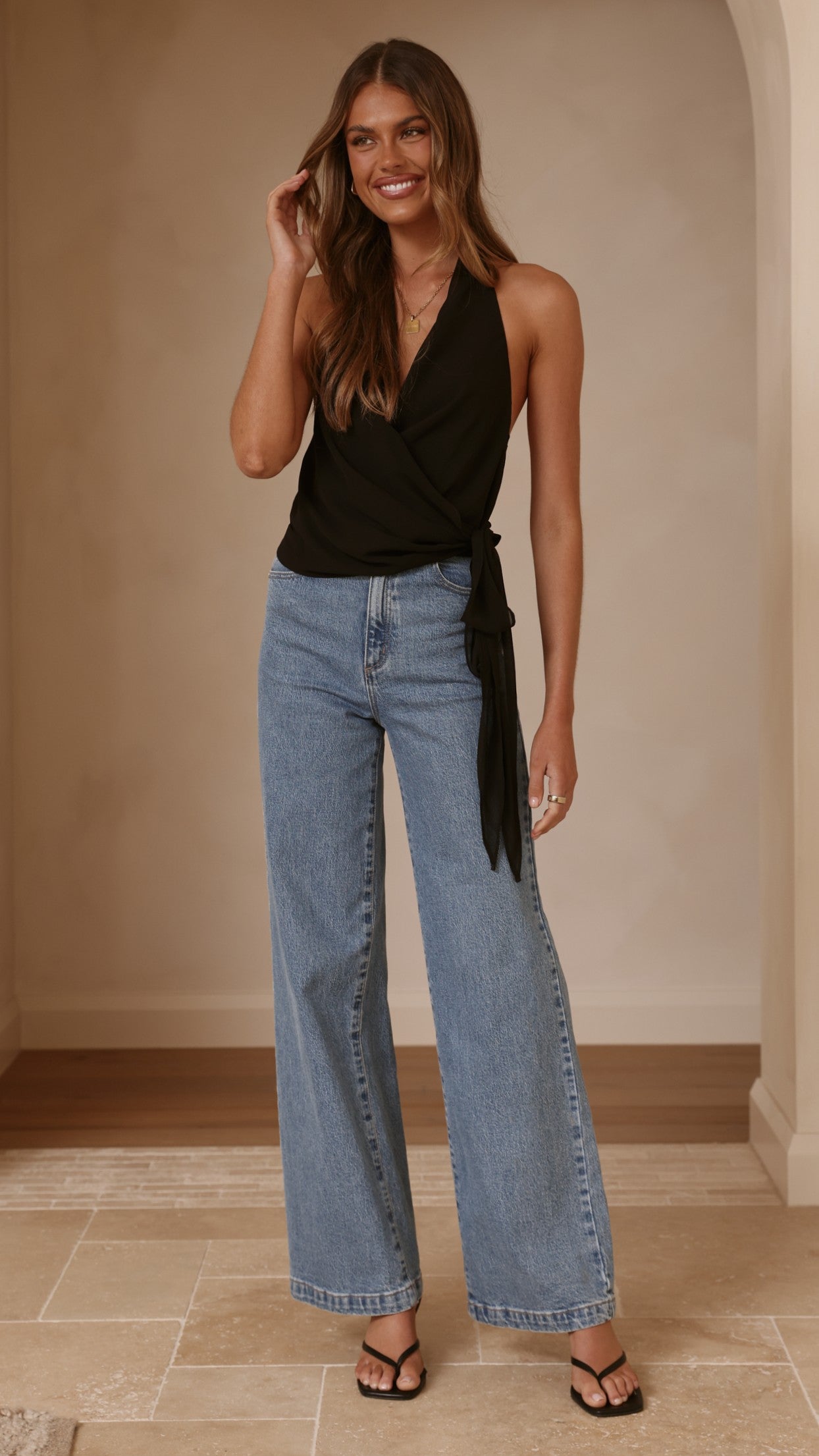 Belle Halter Neck Top - Black - Billy J