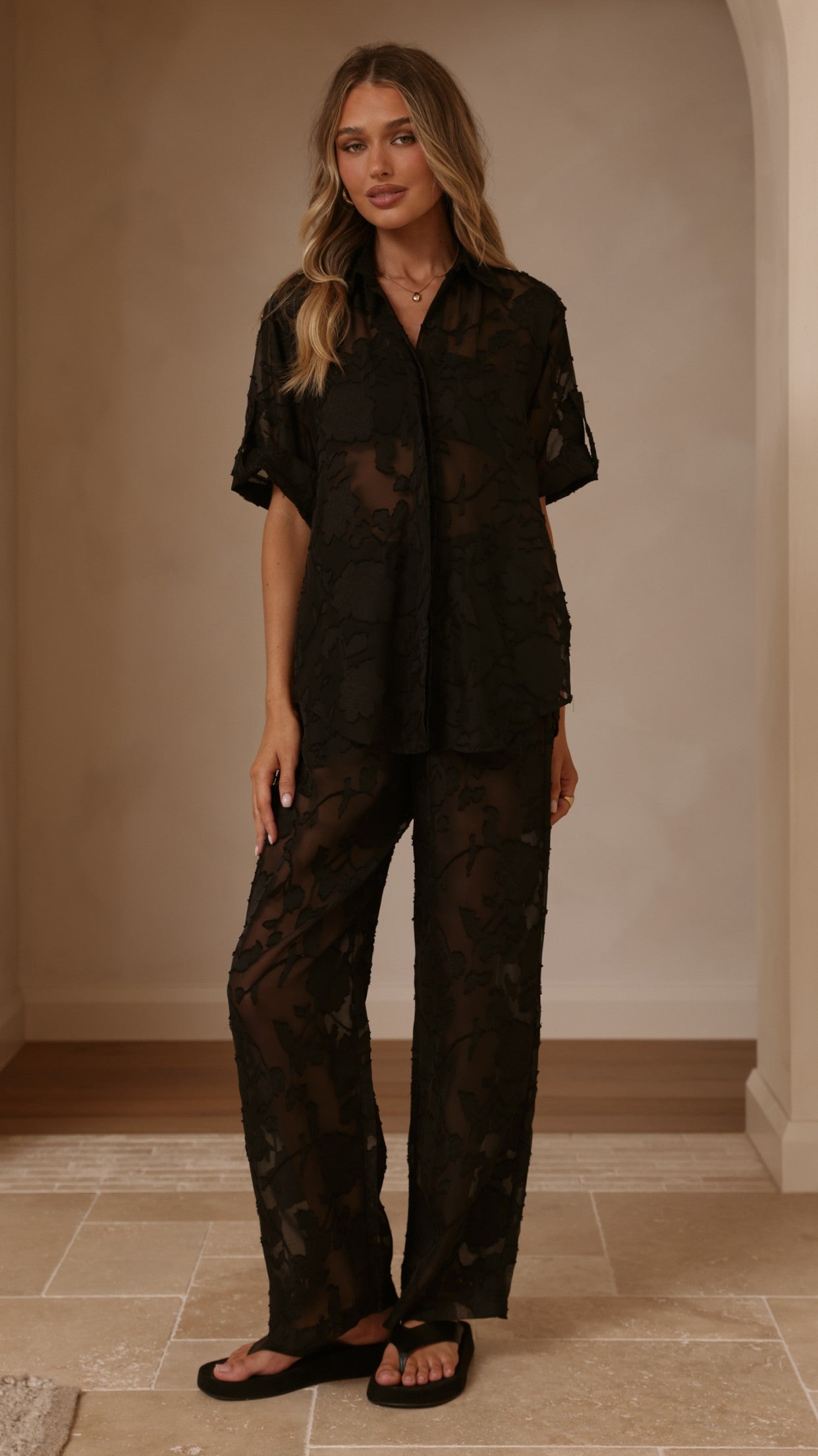 Mollie Lace Shirt - Black - Billy J
