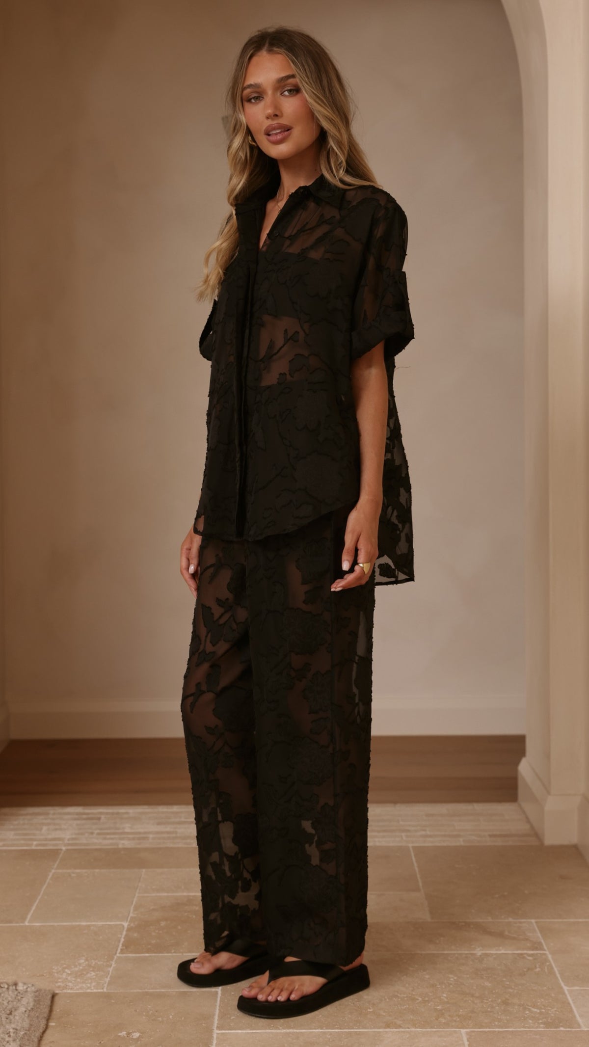 Mollie Lace Shirt - Black - Billy J